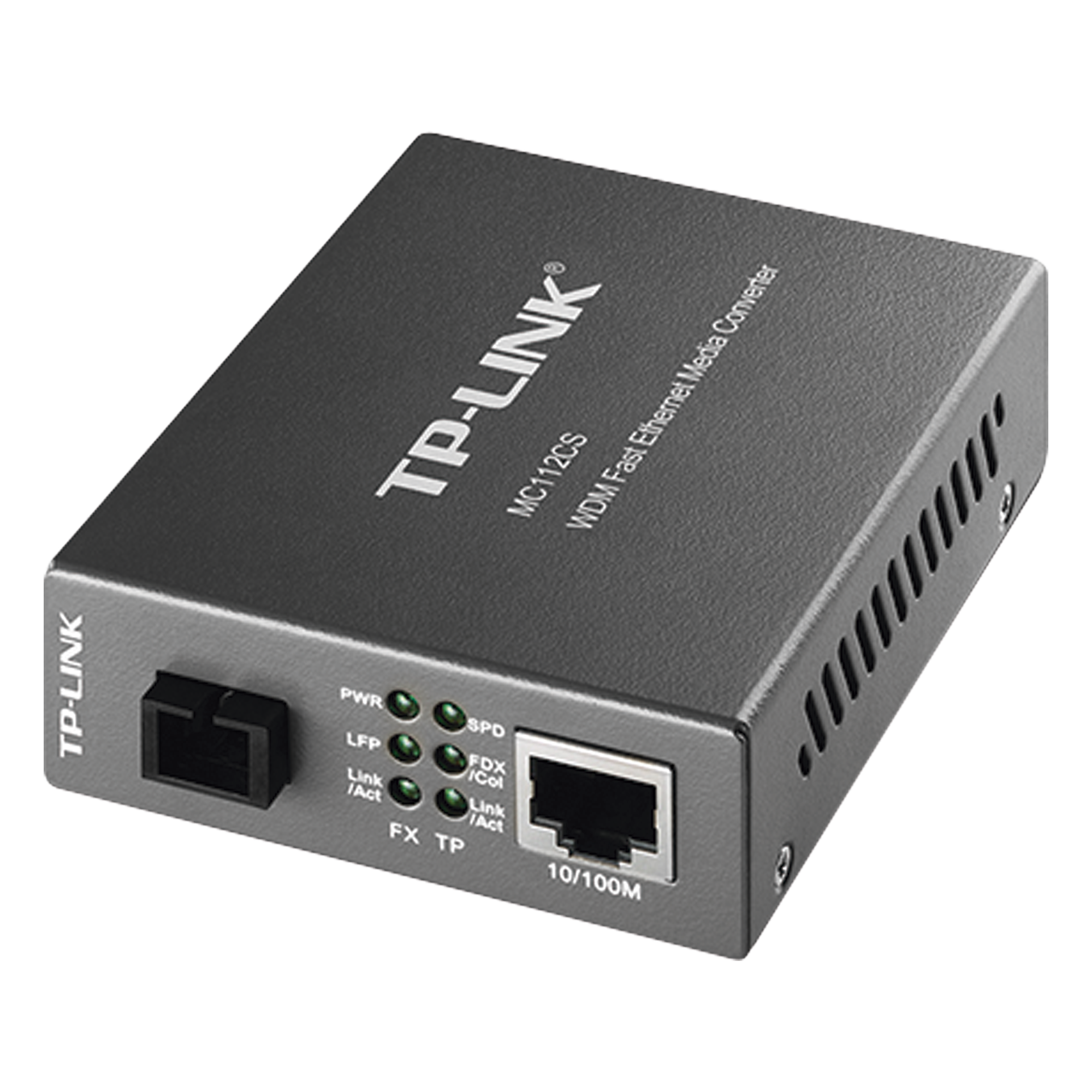 Convertidor Fibra Óptica WDM Monomodo / 1 puerto RJ45 10/100 Mbps / 1 puerto SC/UPC 100 Mbps / Hasta 20 Km / Para su Funcionamiento Requiere el Modelo MC111CS / Plug and Play — TP-LINK · SKU MC112CS