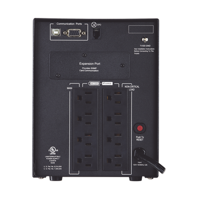 UPS de 1500 VA/1500 W, Topología Línea Interactiva, Entrada 120 Vca NEMA 5-15P, Onda Senoidal Pura, Mini Torre, Con 8 Tomas NEMA 5-15R
