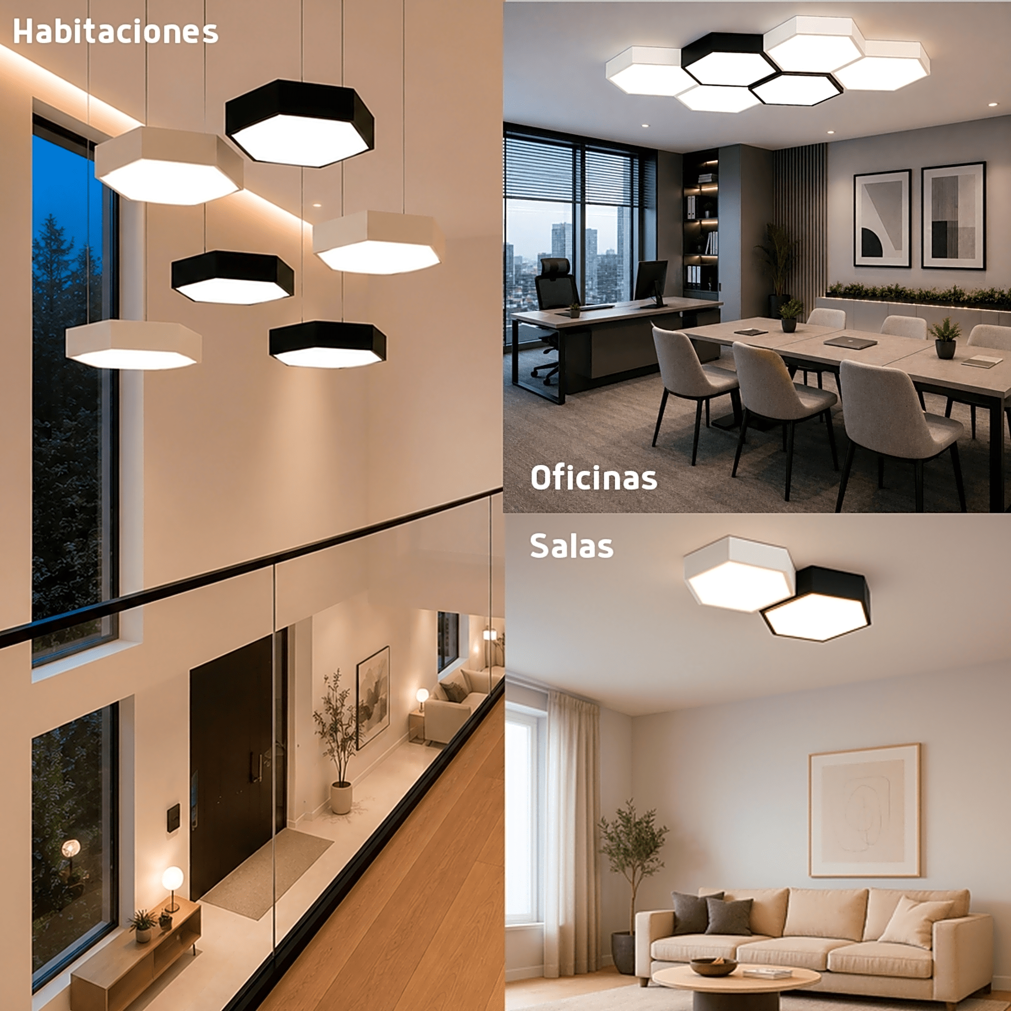 Lampara LED Poligonal de 18 W / 1 800 lm / 127-265V~50/60Hz / Acabado Blanco Mate / Angulo de Luz 140° / Dimensiones 230 x 60 mm (Largo y Alto) / Sobreponer /Luz Fría 6 500 K