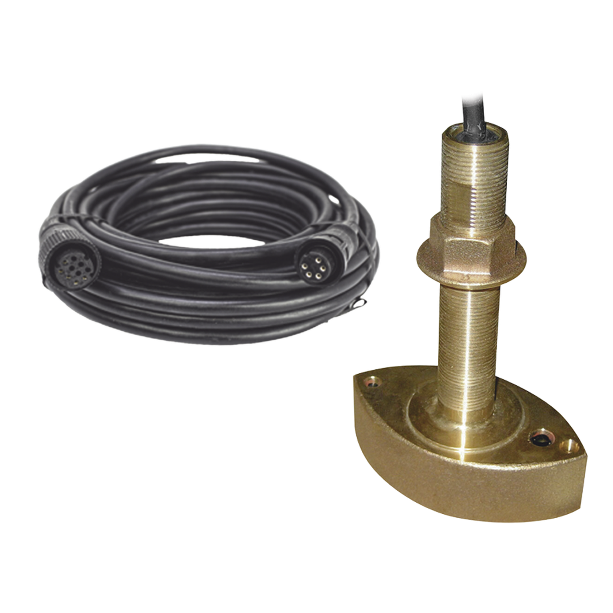 Kit de transductor / Frecuencia dual 50/200 kHz / Potencia 600 W / Cable 8 m (26.2 ft) / Conector 10 pin para sonda FURUNO / Bronce anticorrosión — GEMECO · SKU B45FURKIT
