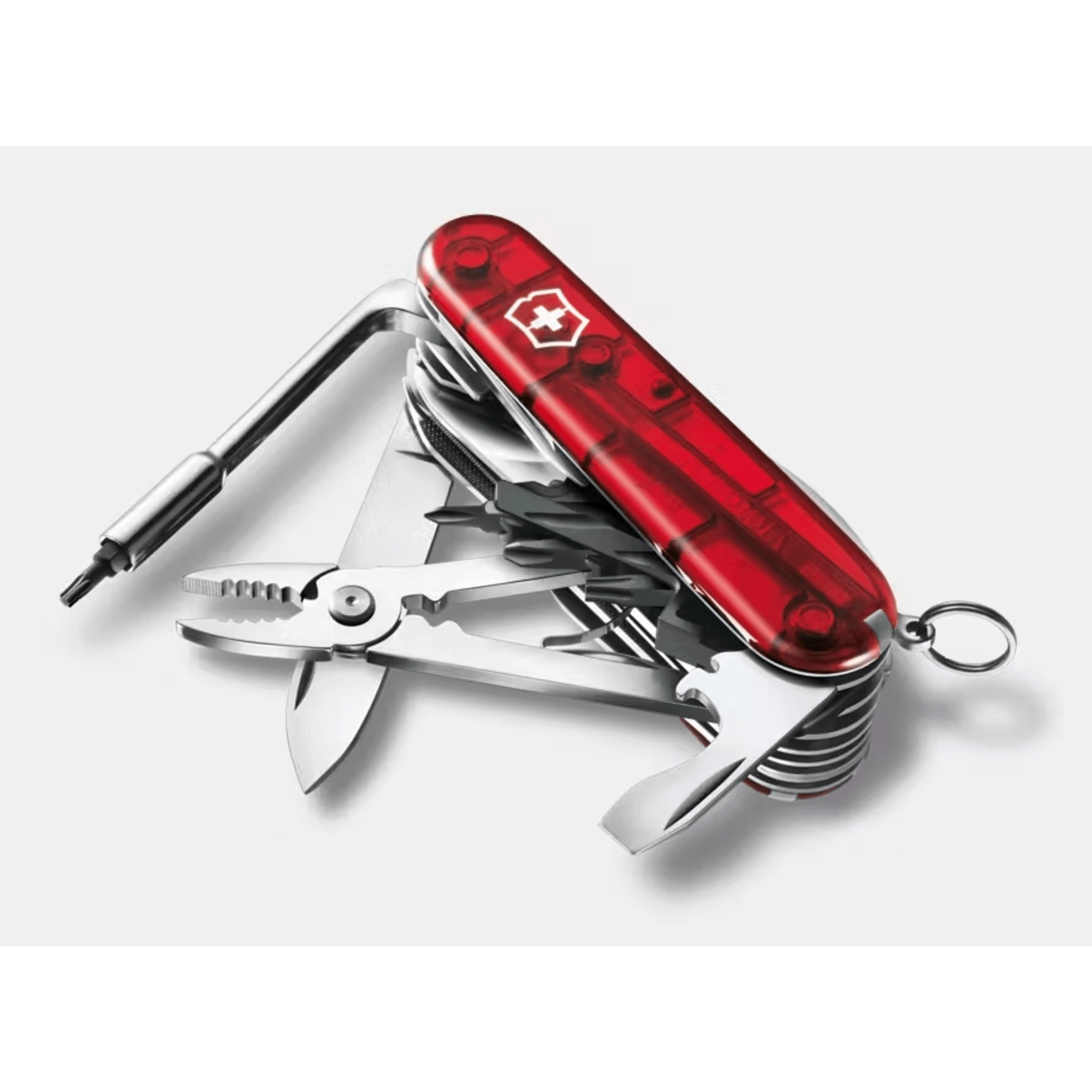 Navaja Multifunción Cyber Tool L / 39 Herramientas Profesionales / Para Técnicos Digitales / Llave Tuercas Tecnológica / Dados Hexagonales D-SUB / Set Bits Phillips-Torx-Hex / ABS-Cellidor Rojo / Fabricación Suiza