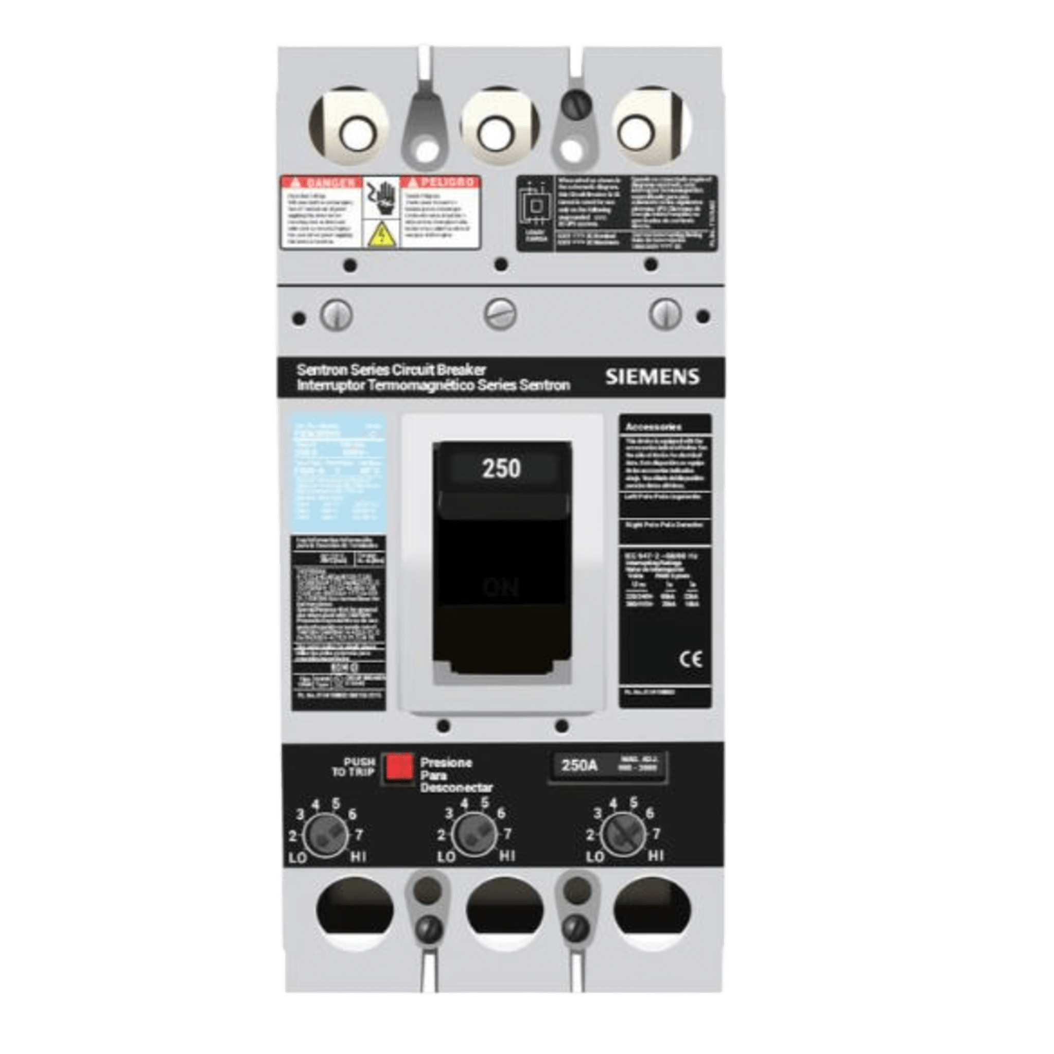 Interruptor Termomagnético 600V 3X250A, Con zapatas principales. — SIEMENS · SKU FXD63B250L