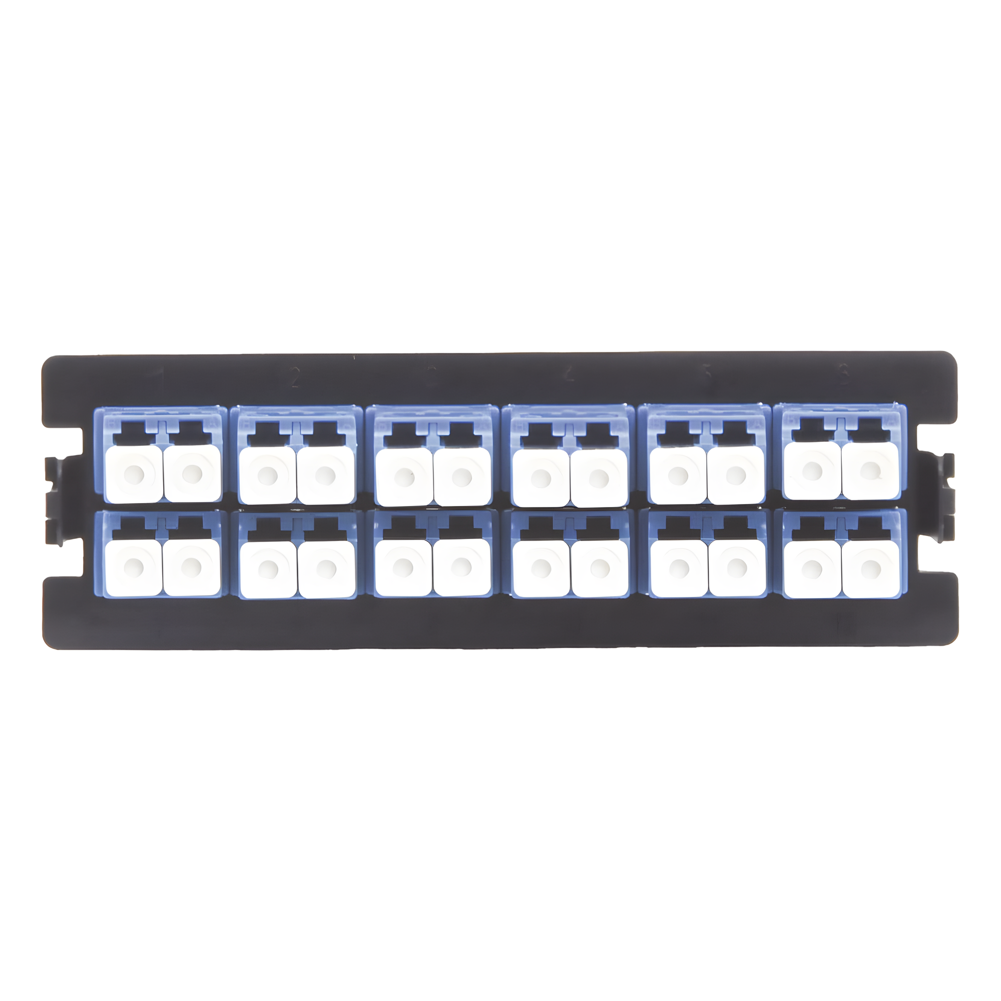 Placa Acopladora para Distribuidor de Fibra Óptica LP-ODF-8024, Incluye 12 Acopladores LC Duplex para Fibra Monomodo — LINKEDPRO BY EPCOM · SKU LP-FO-LC-D12-SM