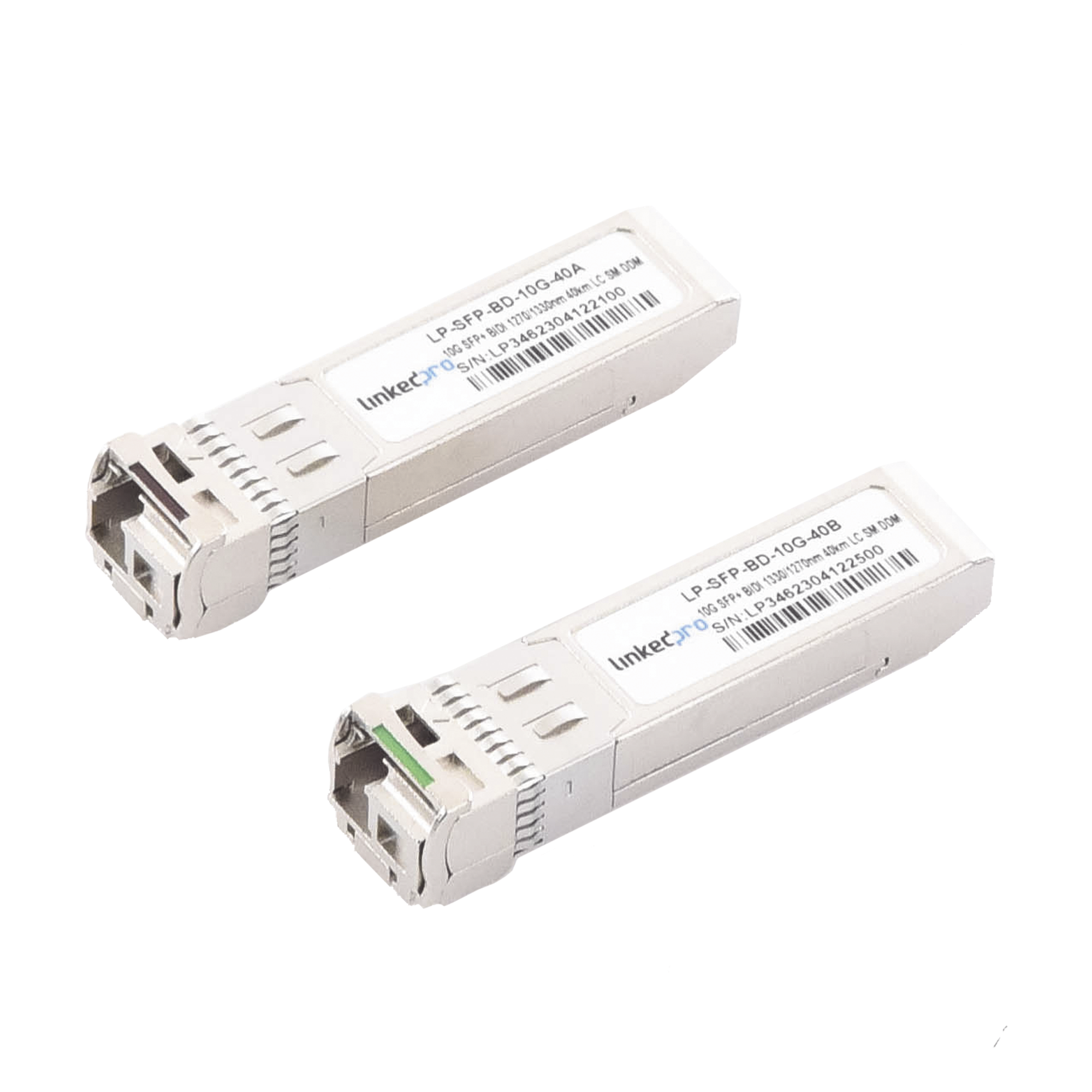 Transceptor Óptico SFP+ Bidireccional / 10 Gbps / Monomodo 1270 & 1330 nm / Alcance 40 km (131,233 ft) / LC/UPC Simplex / DDM / Hot-Pluggable — LINKEDPRO BY EPCOM · SKU LP-SFP-BD-10G-40
