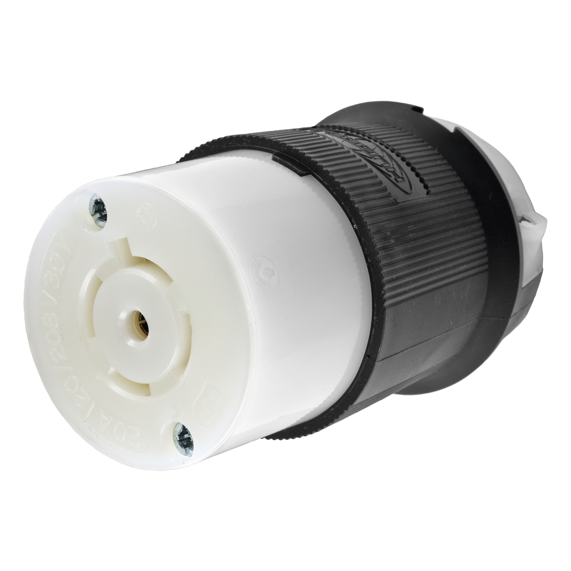 Conector Industrial con Bloqueo de Media Vuelta / 20 A 120/208 V CA / 4 Polos 5 Hilos / Color Blanco y Negro / Nema L21-20R/ Grado Industrial. — HUBBELL · SKU HUB-HBL-2513