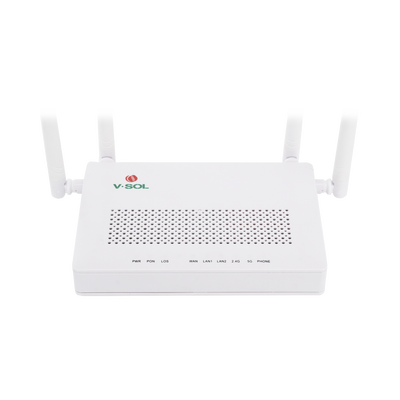 ONU Dual G/EPON con Wi-Fi AC de doble banda, 1 puerto SC/UPC + 2 puertos LAN Gigabit + 1 puerto FXS