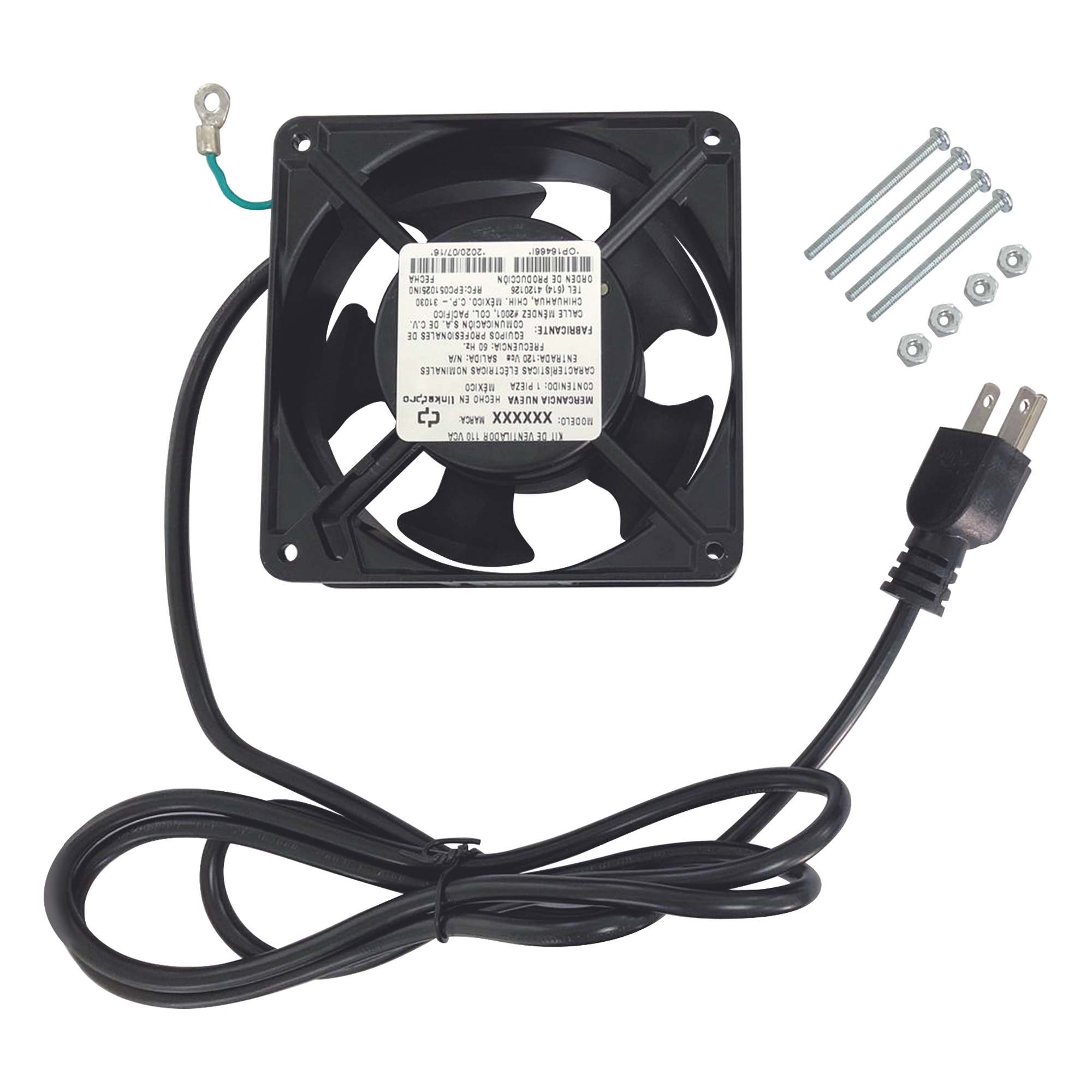 Ventilador 110 Vca de 12 x 12 cm con Cable y Clavija — LINKEDPRO BY EPCOM · SKU LP-VENT-BASIC