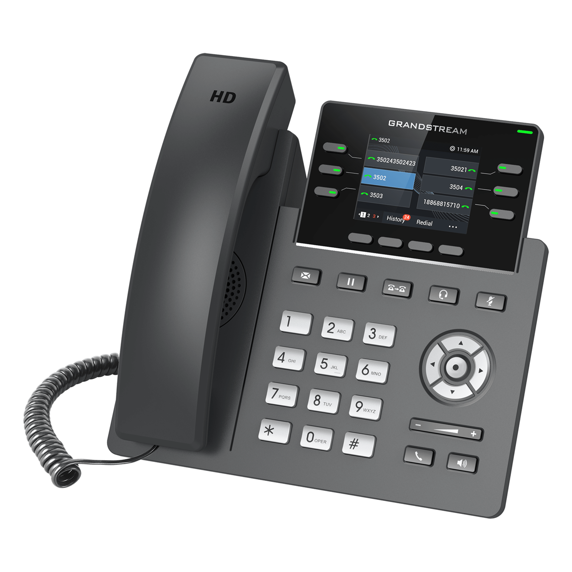 Teléfono IP / 6 Líneas SIP / Wi-Fi 6 Doble Banda / Bluetooth / 24 Teclas BLF Virtuales / Pantalla LCD 2.8" / 2 Puertos Gigabit