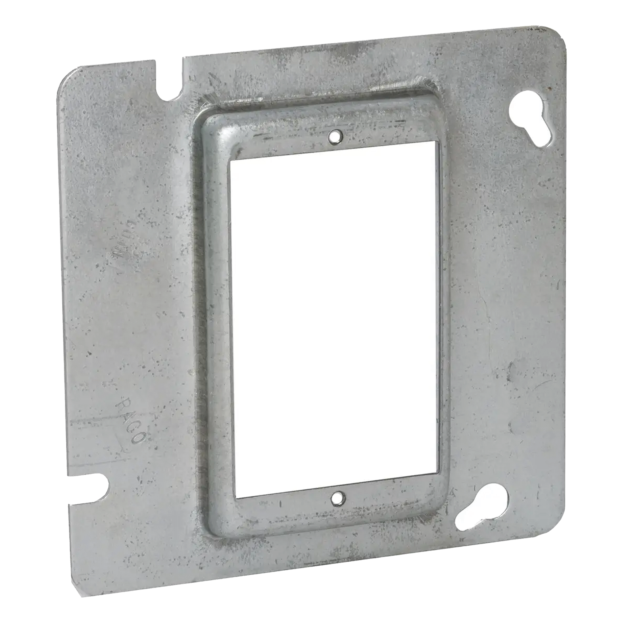 Sobretapa Cuadrada Galvanizada de 4 11-16", realce de 1/2". — RACO · SKU HUB-837