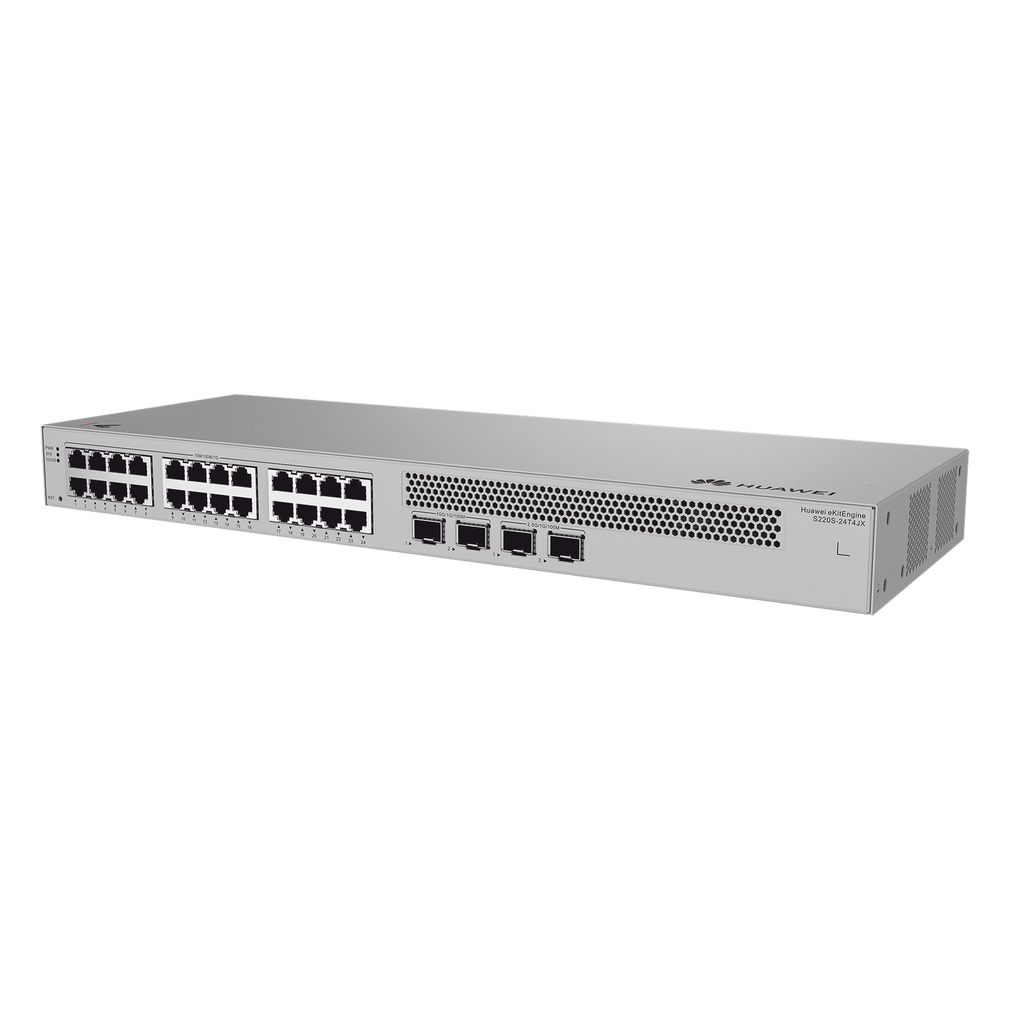 Switch de Acceso Gigabit Administrable Capa 2 / 24 puertos 10/100/1000 Mbps / 2 Puertos 2.5GE SFP + 2 Puertos 10GE SFP+ Uplink  / ERPS / IMGP Snooping / DHCP Snooping / Administración Nube Gratis — HUAWEI · SKU S220S-24T4JX