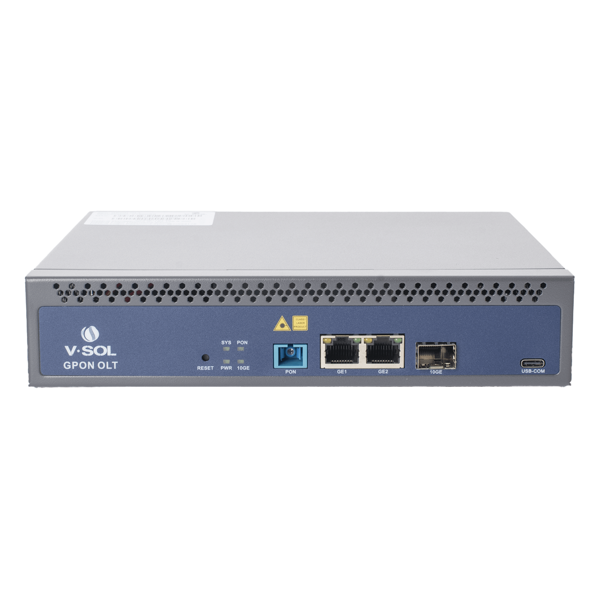 OLT GPON / 1 Puerto PON SC/UPC / 128 ONUs / 3 Puertos Uplink / 20 km (12.4 mi) / Redundancia AC/DC / Rack — V-SOL · SKU V1600GS-F