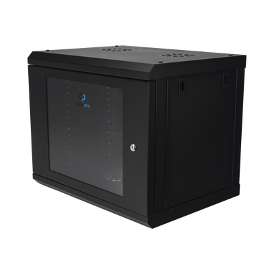 Gabinete de Pared con Puerta de Cristal Templado, 455 mm de Profundidad, 9U Rack de 19'', Acero Reforzado