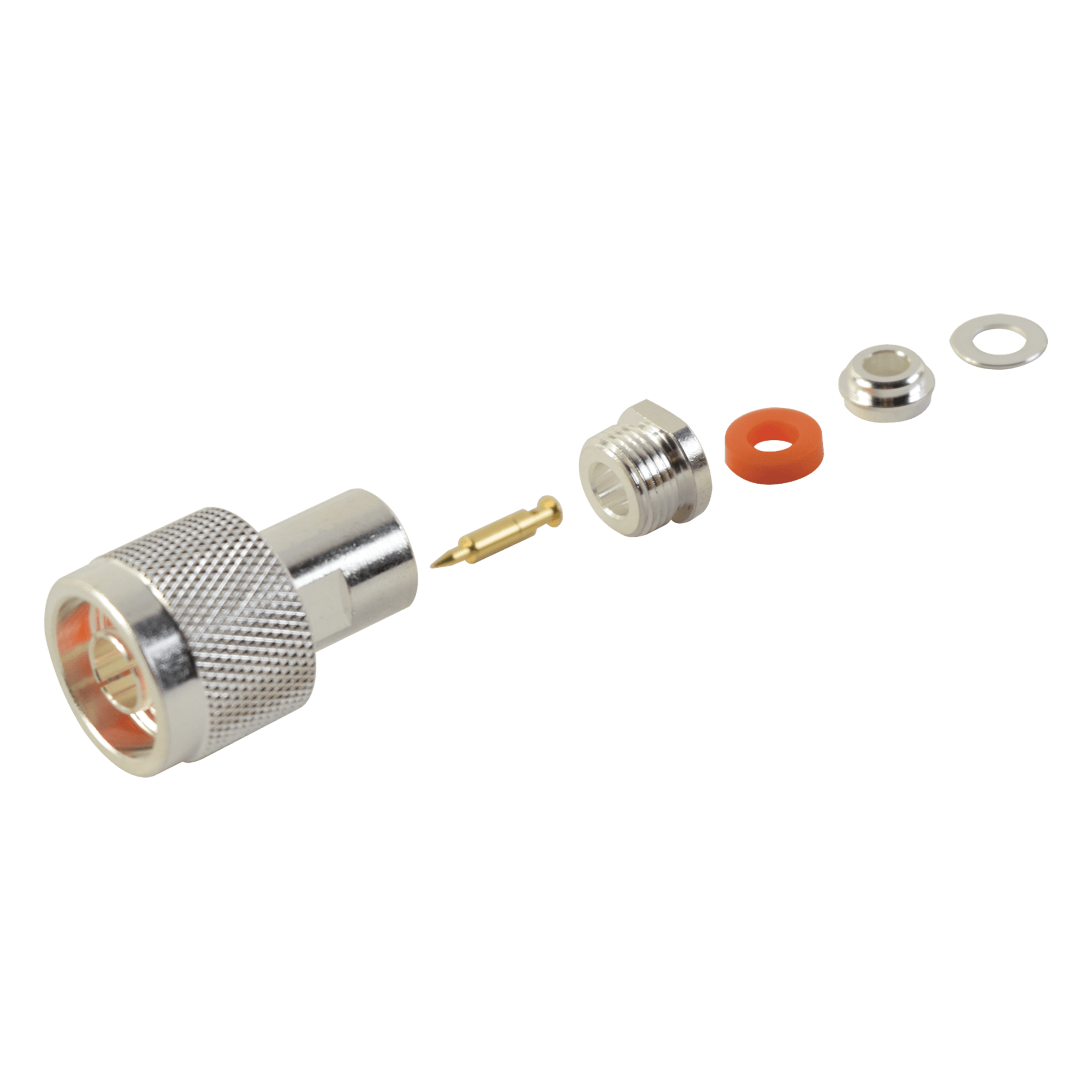 Conector N Macho de Rosca para RG-58/U, RG-142/U, Plata/ Oro/ Teflón. — RF INDUSTRIES,LTD · SKU RFN-1000-1S