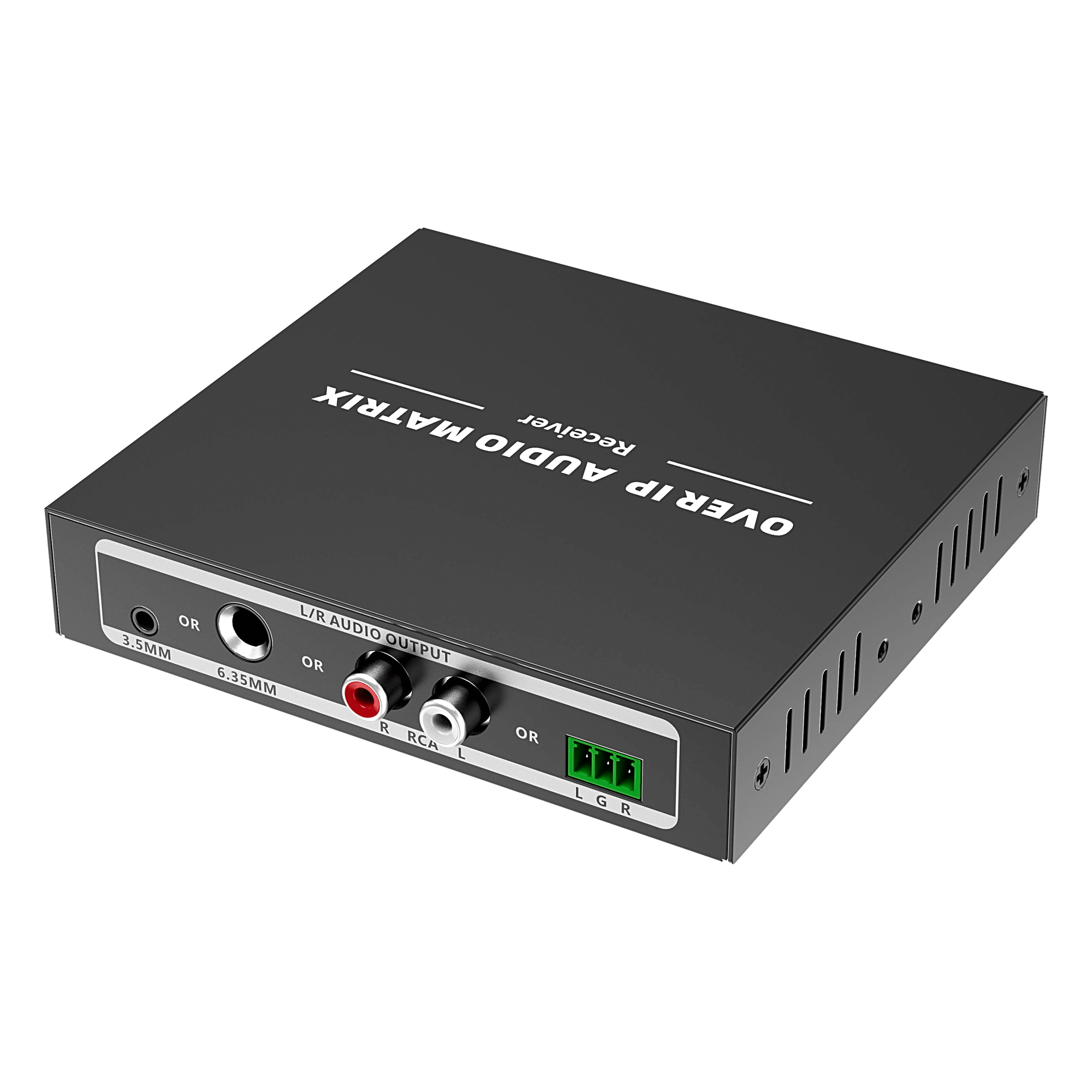 Receptor de Audio sobre IP / PCM 2.0 / Transmisión 120 m (393.7 ft) / Matriz 256x256 / Múltiples Interfaces Analógicas / Protección ESD / Bajo Consumo ≤2 W