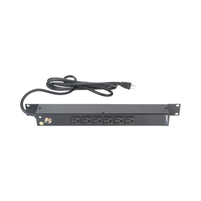 Multicontacto Horizontal (PDU) de 6 Contactos (NEMA 5-15R) Rack 19" 1UR. Voltaje Entrada/Salida: 120Vca/15A