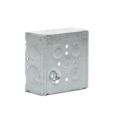 Caja Cuadrada 4 11/16" x 4 11/16"/ Profundidad 2- 1/8"/ 4 Entradas 1", 4 Entradas 3/4", 1 Entrada 1/2" y 3 TKO (1/2"-3/4").