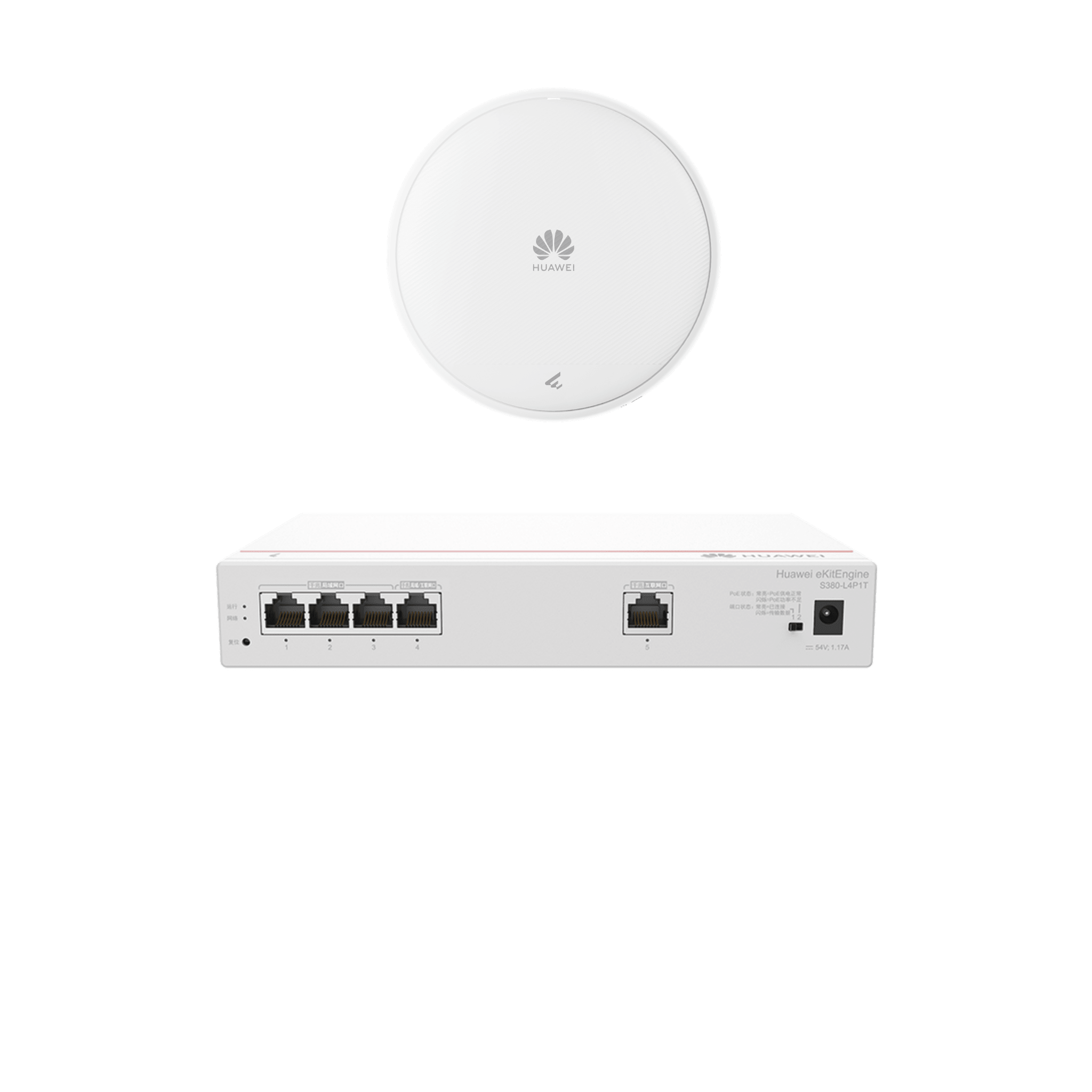 Kit Router Multi-Servicio / 1x GE WAN / 4x GE LAN PoE 50W / Punto de Acceso Wi-Fi 7 / 3.5 Gbps / MU-MIMO 2x2 / Smart Antenna / Montaje Techo y Pared