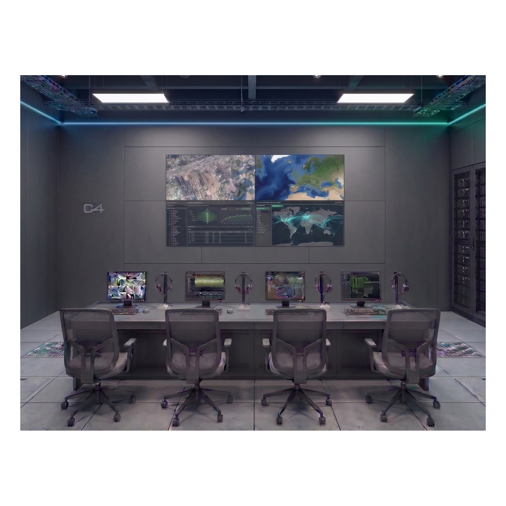 Videowall 2x2 / 4 Pantallas LCD 55" Full HD / Bisel 3.5 mm / Decodificador 16 Salidas HDMI 4K / Montaje de Pared / Operación 24/7 — HIKVISION · SKU DS-VW2X20B55/WM