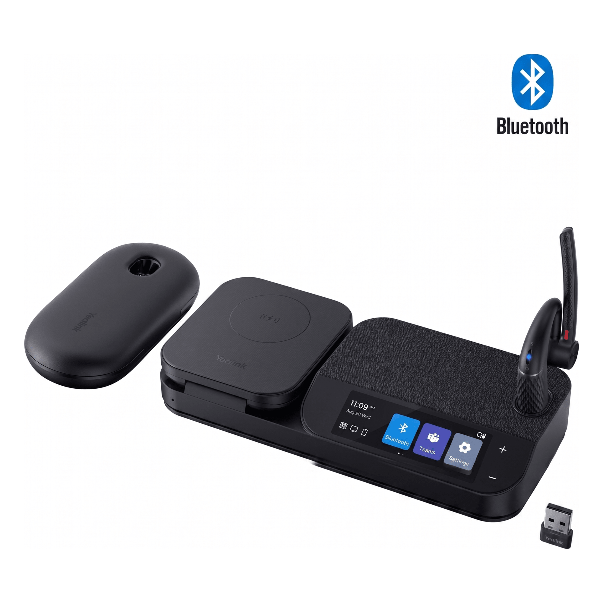 Sistema de Auricular Bluetooth Mono BH71 Pro con Conectividad USB C/A y Estuche de Carga Profesional Integrado — YEALINK · SKU BH71-WORKSTATION-PRO-USB-C/A