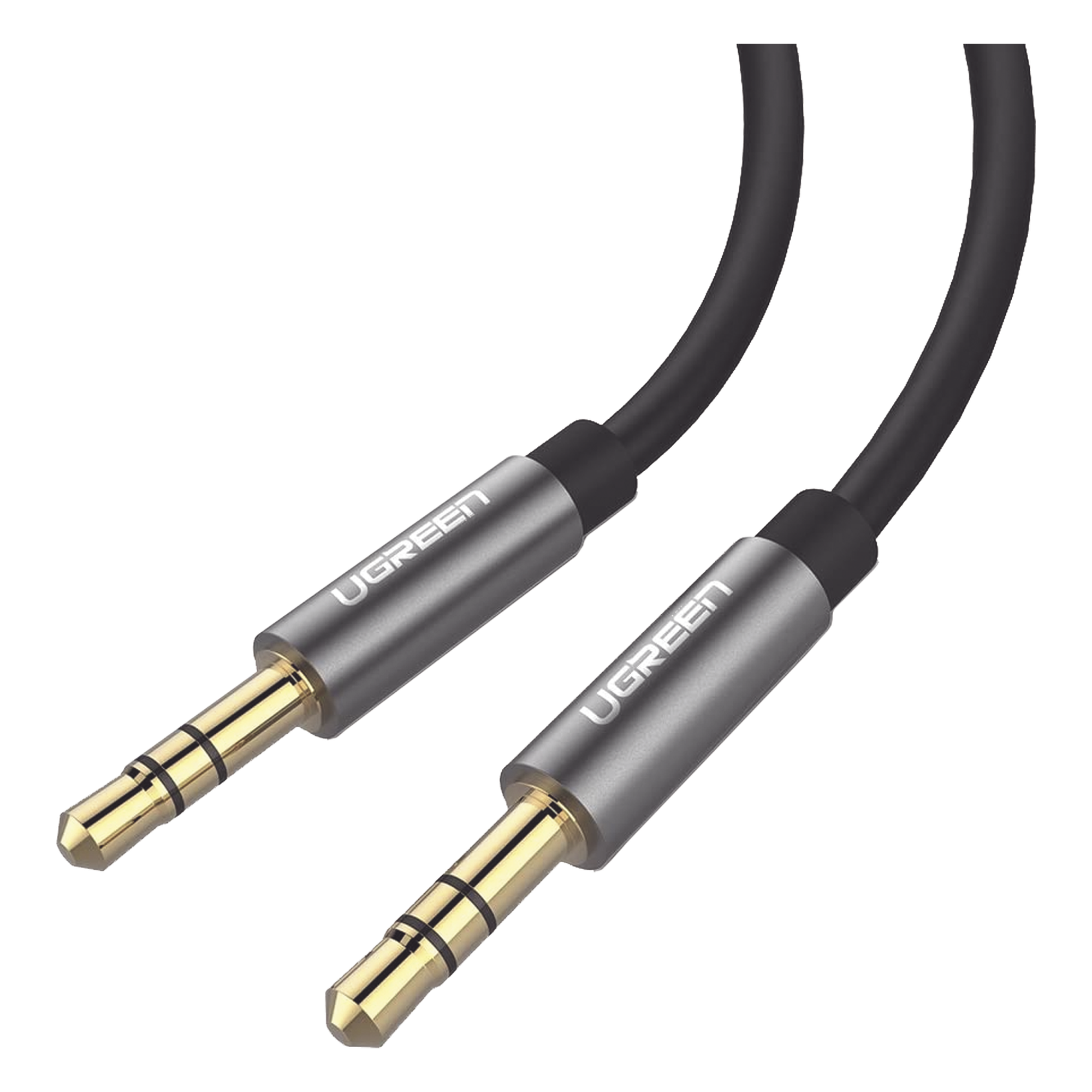 Cable Auxiliar 2 Metros / Conector 3.5mm a 3.5mm / Macho a Macho / Cubierta de TPE / Carcasa de Aluminio / Color Negro — UGREEN · SKU 10735
