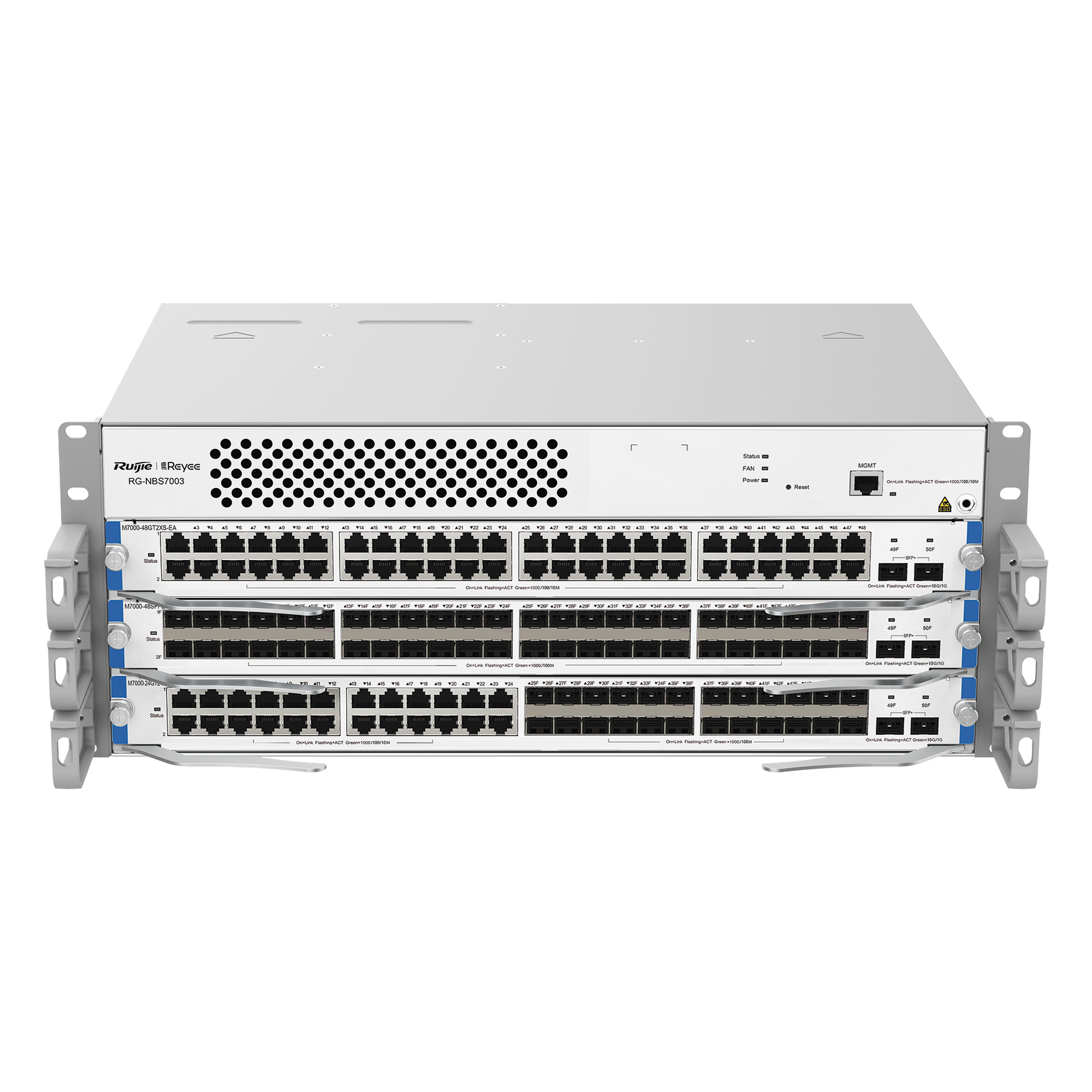 Chasis Switch Core Capa 3, hasta 3 slots para tarjetas modulares M7000 series — RUIJIE · SKU RG-NBS7003