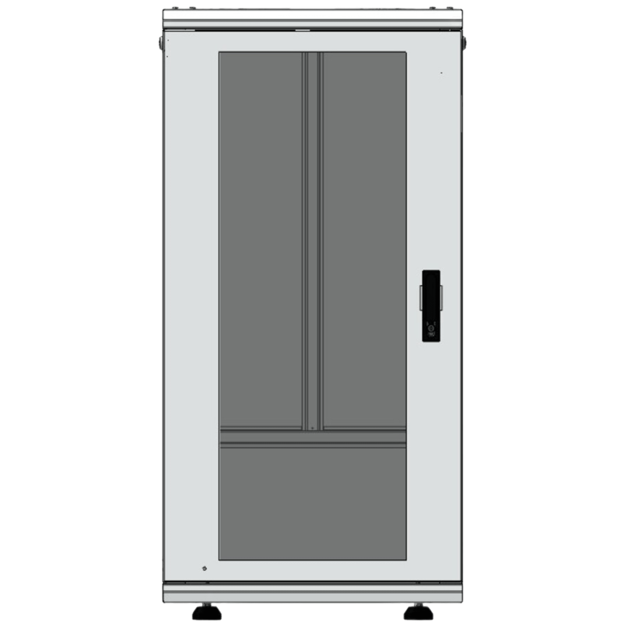 Gabinete Rack 24 Unidades / 19 Pulgadas / Puerta de Cristal / Piso / Acero Calibres 16-18-20 / 750 Kg Carga / 600x605x1190 mm (23.6x23.8x46.9 in) / Vidrio con Cerradura