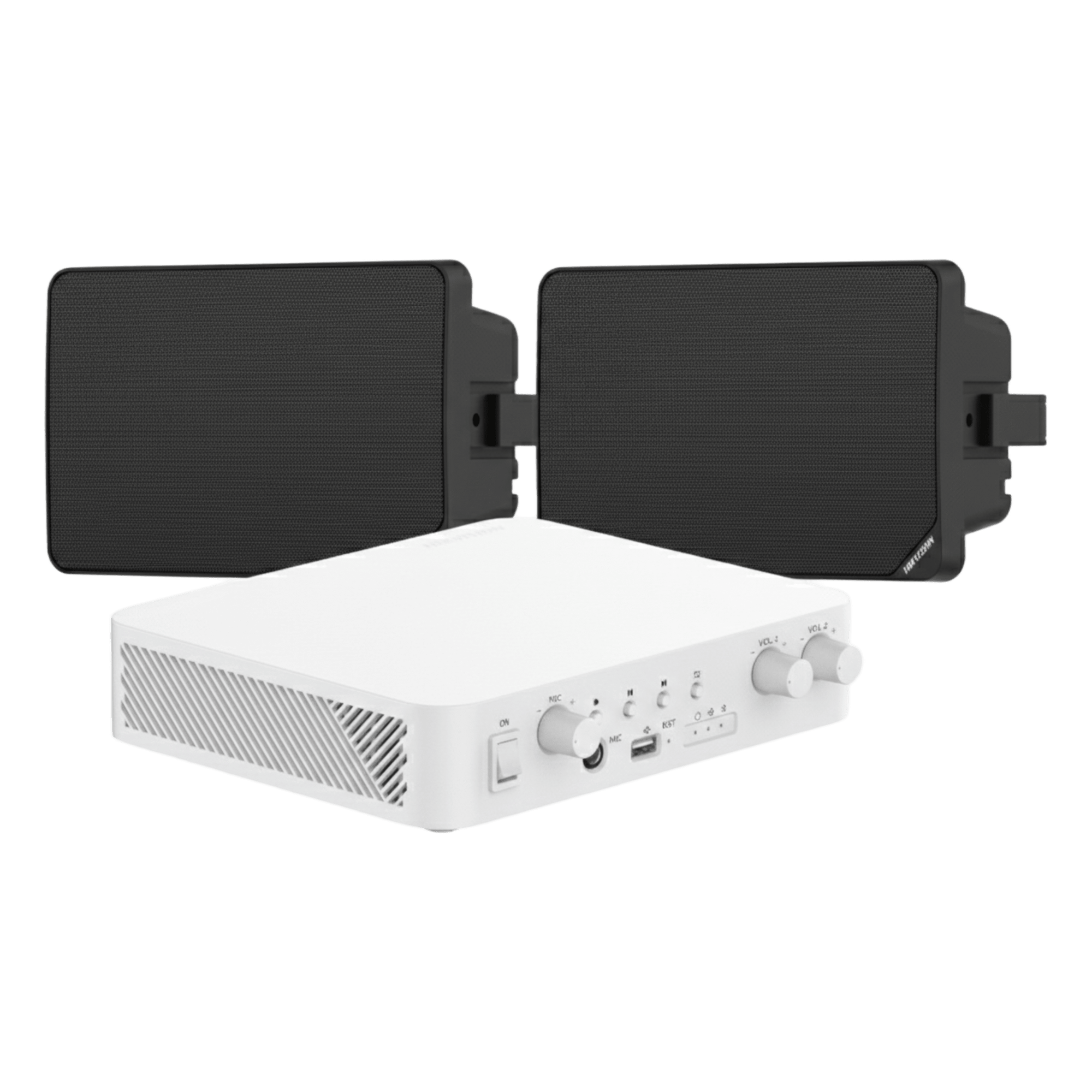 Kit de Audio | 70/100V | 2 Altavoces de pared | Bluetooth | Color Negro | Hik-Connect — HIKVISION · SKU DS-QAE-KIT-0120BG
