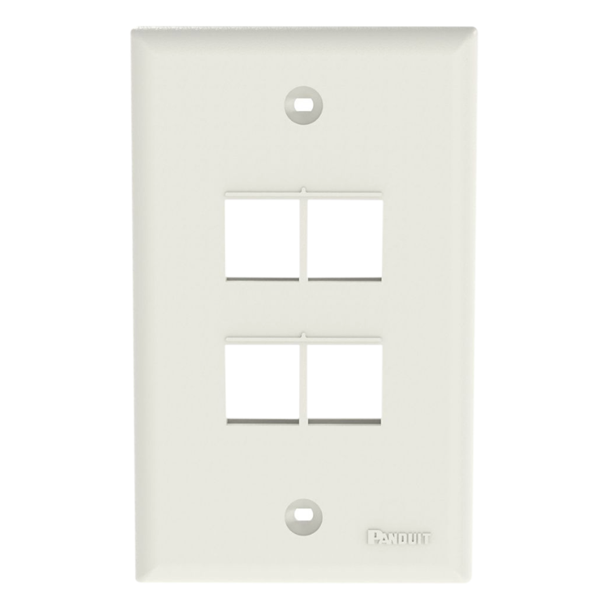 Placa de Pared Vertical / 4 Puertos Keystone / ABS / Blanco Mate / 69.8 x 114.3 mm / 2.75 x 4.5 pulg. / RoHS — PANDUIT · SKU NK4FNIW