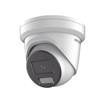 Turret IP 8 Megapixel (4K) / Lente 2.8 mm / Dual Light (40 mts IR + 40 mts Luz Blanca) / DARKFIGHTER S / Exterior IP67 / Microfono Integrado / WDR 130 dB / 4 Analíticos: AcuSense, Deteccion Facial, Conteo de Personas por Cruce y Zona — HIKVISION · SKU DS-2CD3386G2H-LISU