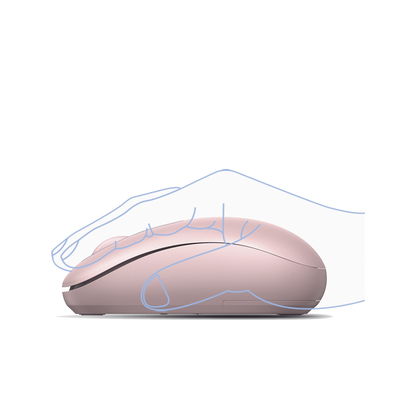 Mouse Inalámbrico 2.4G 800/1200/1600/2400 DPI | Función de 3 botones | Alcance 10m | Silencioso | Ergonómico | Anti-caída y Anti-interferencias | Batería Alcalina AA incluida | Color Dusty Pink.
