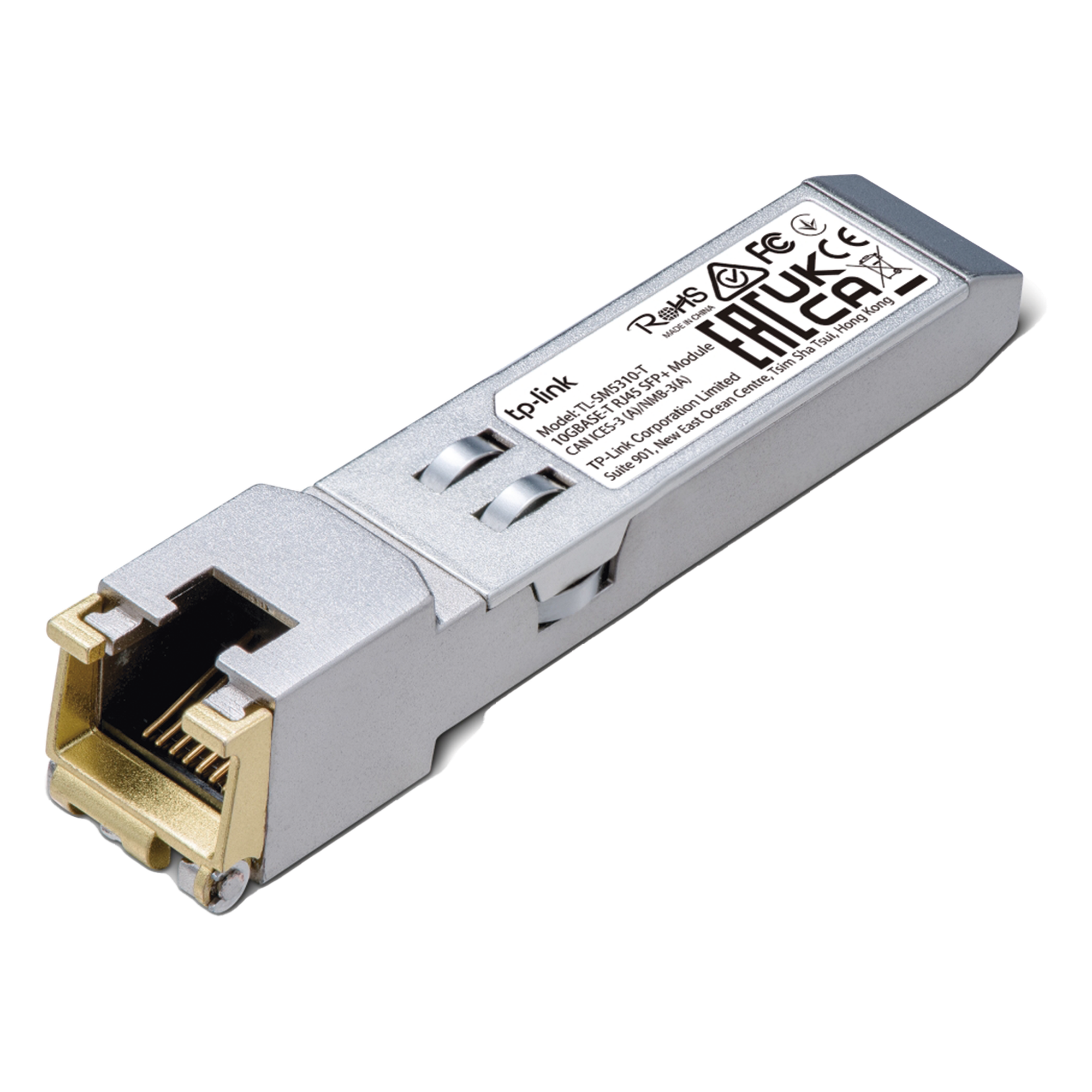 Transceptor mini-GBIC SFP+ RJ45 / Admite 10GBASE-T, 5GBASE-T, 2.5GBASE-T, 1000BASE-T y 100BASE-TX /  Distancia Hasta 30 metros / Conector RJ45 (10G) — TP-LINK · SKU TL-SM5310-T