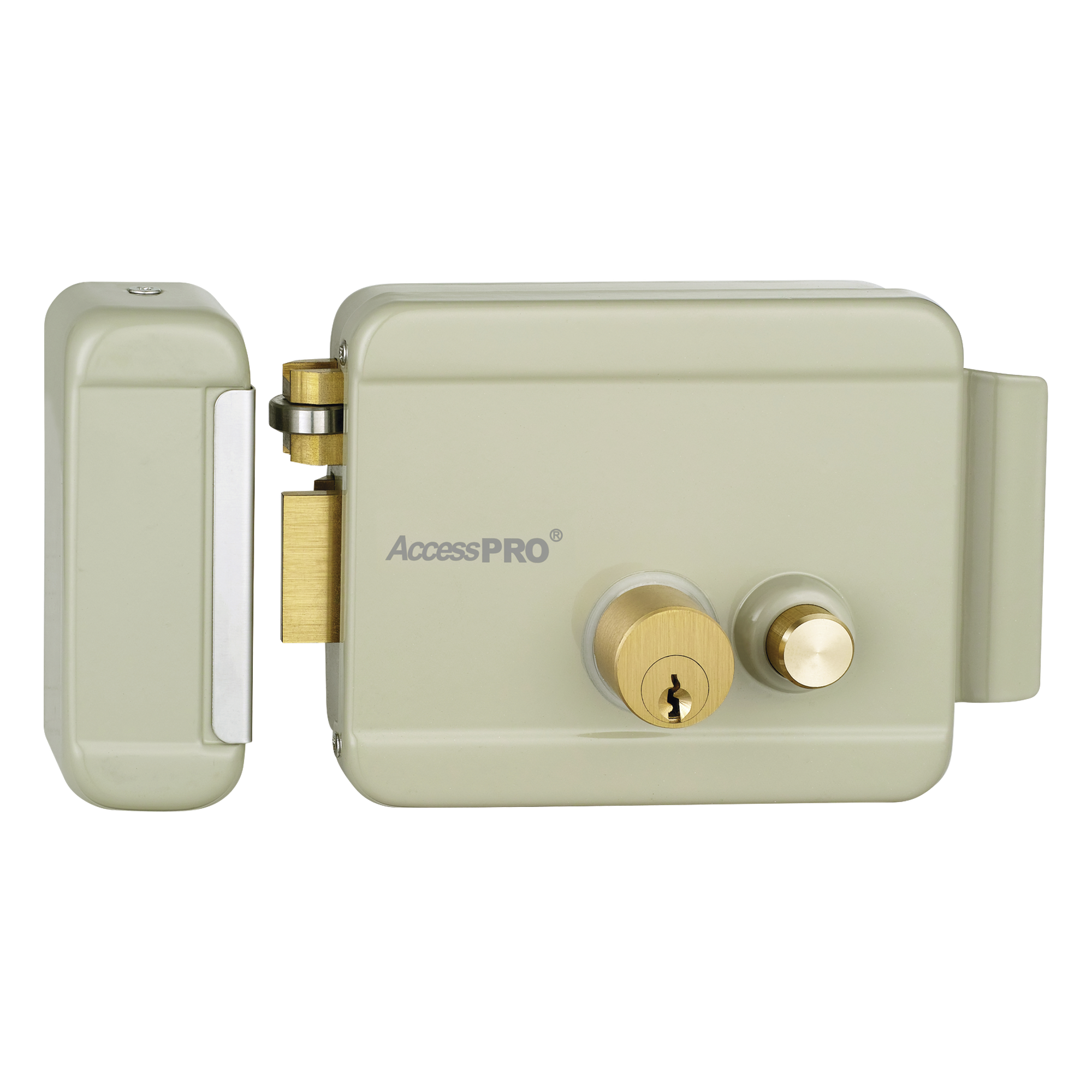 Cerradura Eléctrica con Botón de Salida / Incluye Llave / Exterior / Izquierda — ACCESSPRO · SKU ACCESSRIMBL