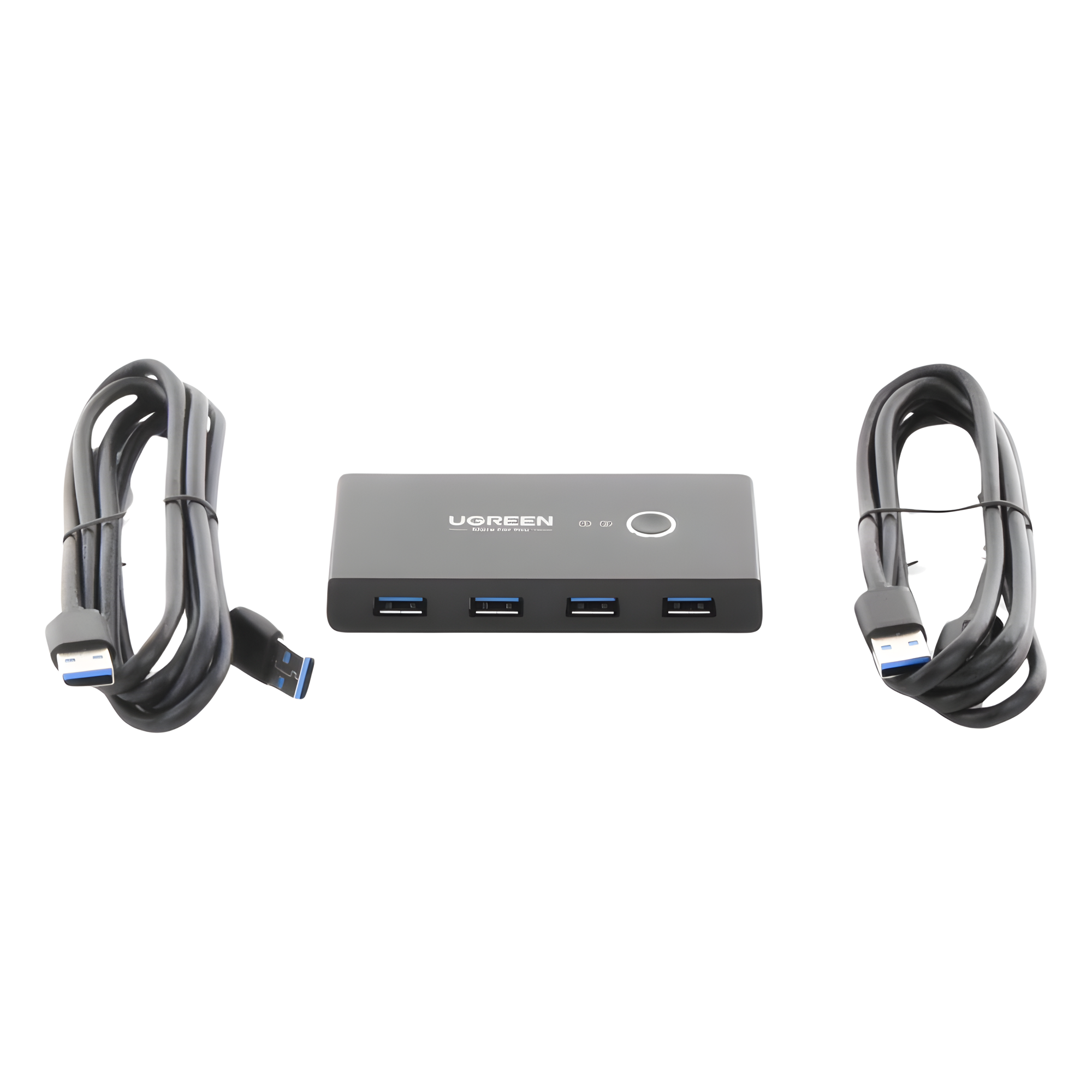 Conmutador USB para Compartir 4 Puertos USB 3.0 a 2 PC Ìs | Cambio Mediante Botón | Incluye Dos Cables USB de 1.5 m | ABS | Permite que 2 Usuarios Compartan 4 Dispositivos Periféricos USB3.0, como una impresora, un escáner, etc.