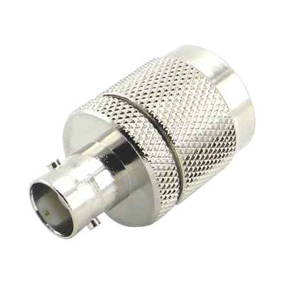 Adaptador en Línea de Conector N Macho a BNC Hembra, Plata/ Oro/ Teflón.