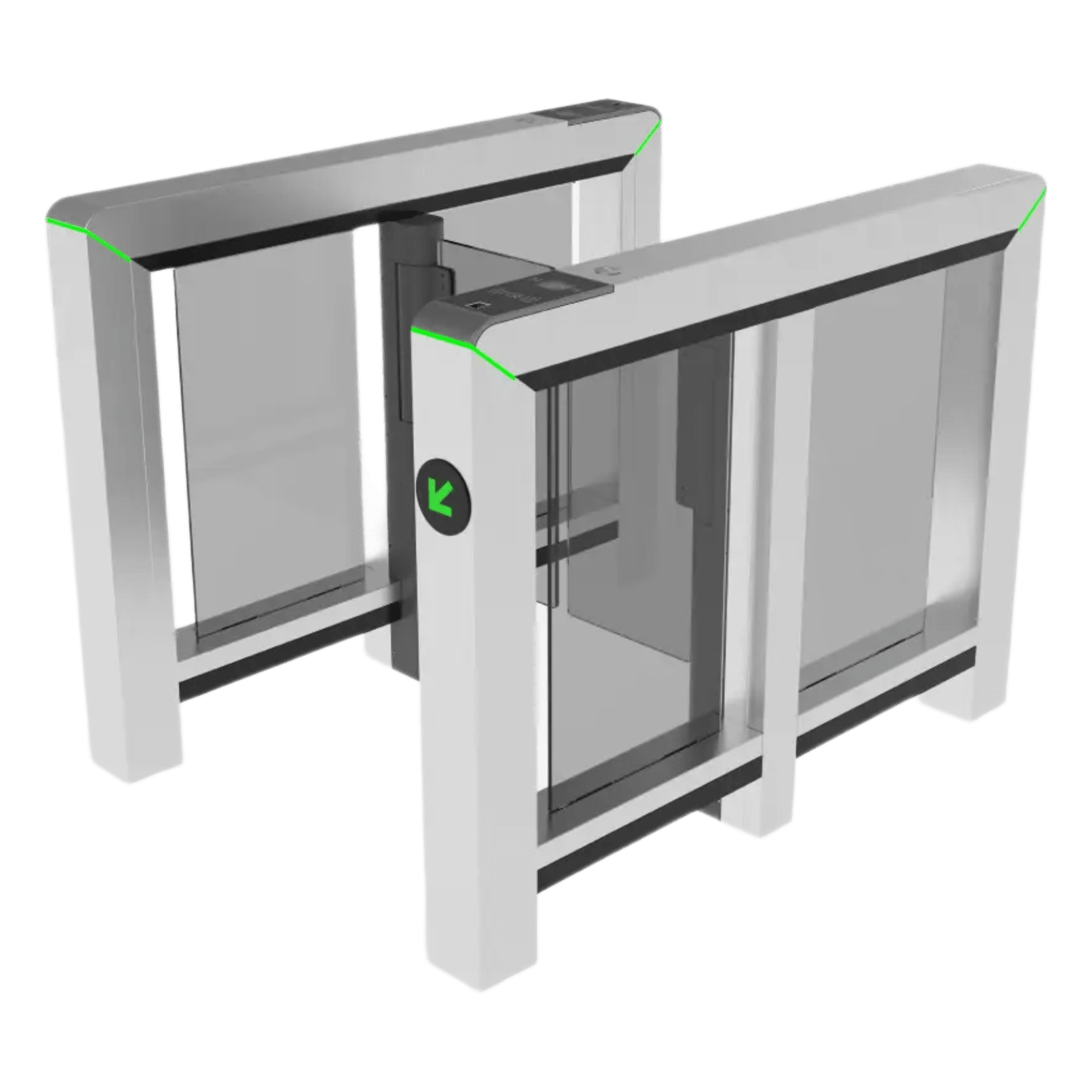 Puerta de Velocidad de un Solo Carril Mars-S1000 Series / Sensor Infrarrojo 8 pares (opción hasta 12) / Controlador PGIC / Acero Inoxidable SUS304 / Panel de Lectura Conmutable / Anti-Seguimiento / Monitoreo Unidireccional / Integración con — ZKTECO · SKU MARSS1000