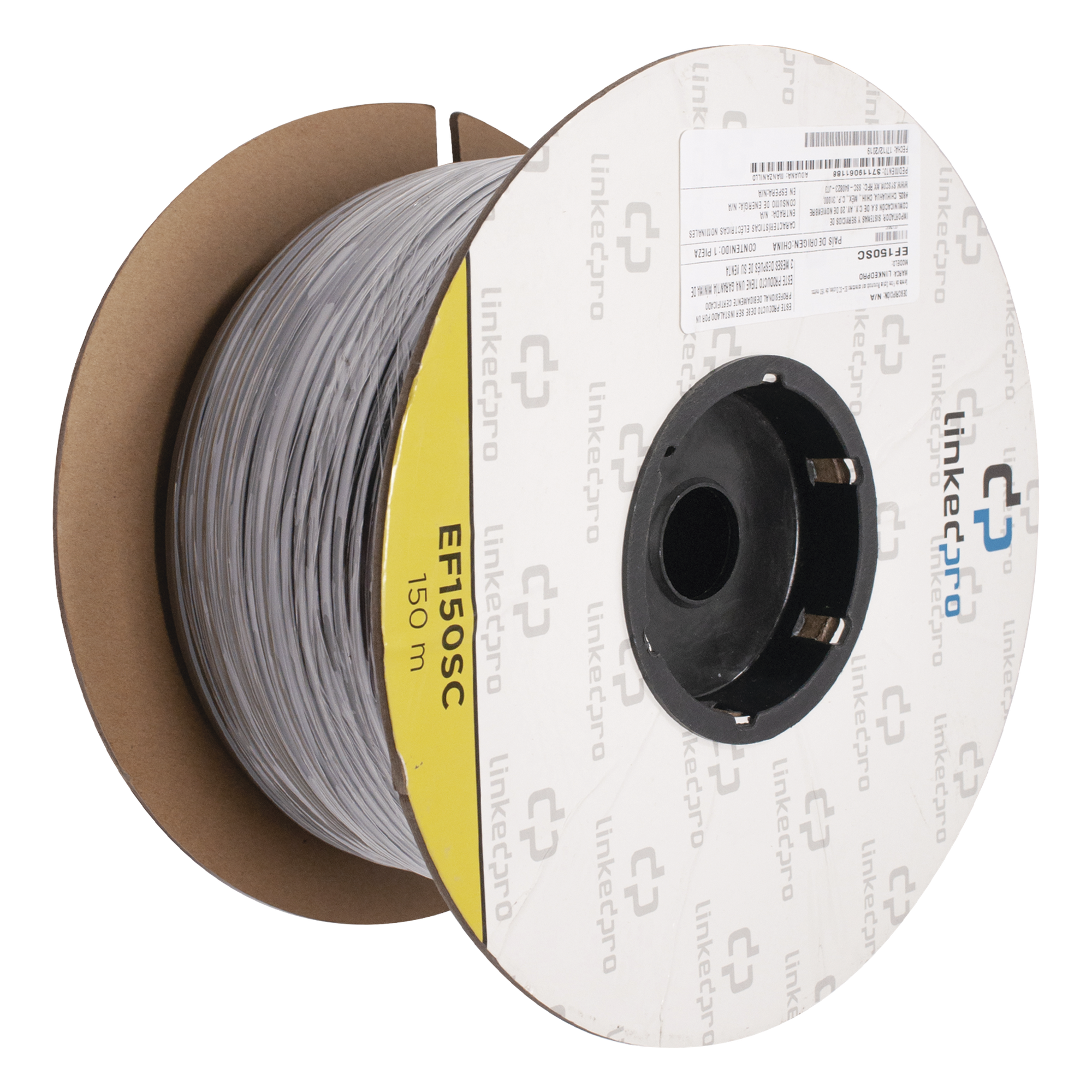 Carrete de Fibra Óptica Monomodo con Conectores SC-SC Duplex, Reforzada con Kevlar, de 150 Metros (492.13 Pies), Para Instalaciones Subterráneas por Tubería — LINKEDPRO BY EPCOM · SKU EF-150-SC