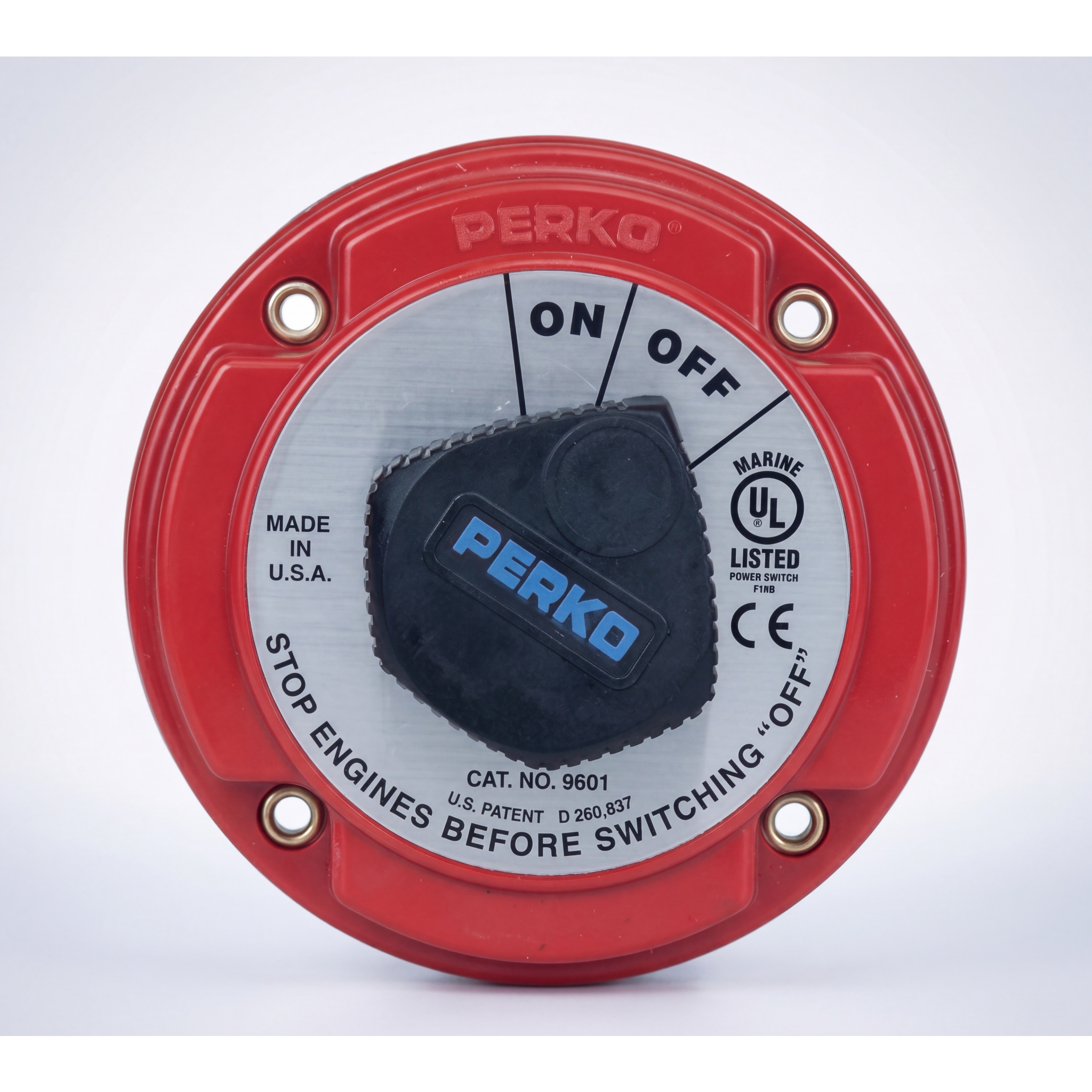 Interruptor de Desconexión de Batería Marina PERKO 9601 / 250A Continuos 360A Intermitentes / 6-32 VCC / Encendido Protegido / Desconexión de Alternador / Seguridad con Llave