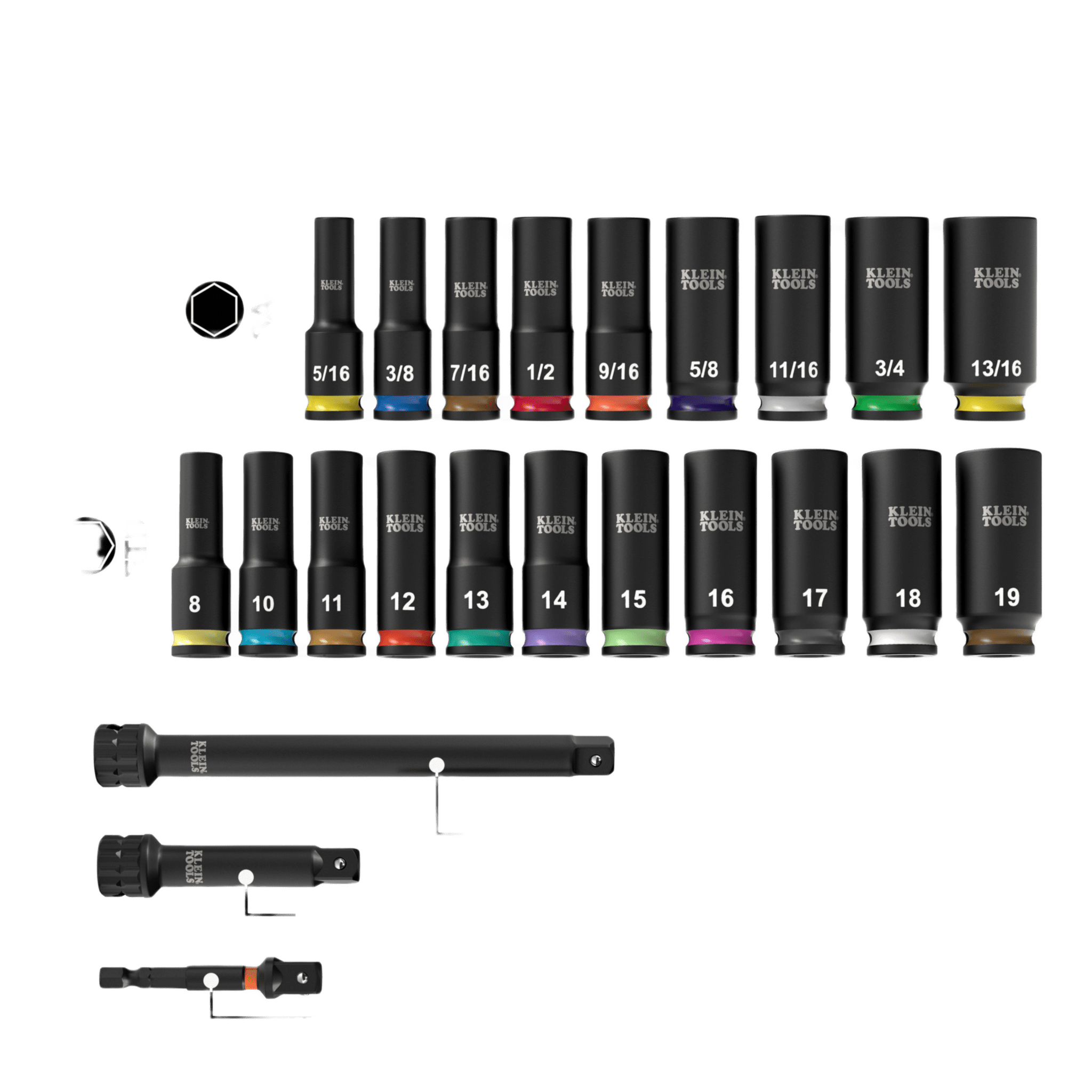 Juego de Dados de Impacto KNECT™ (M) / 3/8" Drive Profundo / SAE y Métrico / 23 Piezas / Adapters Multi-Propósito / MODbox™ Case
