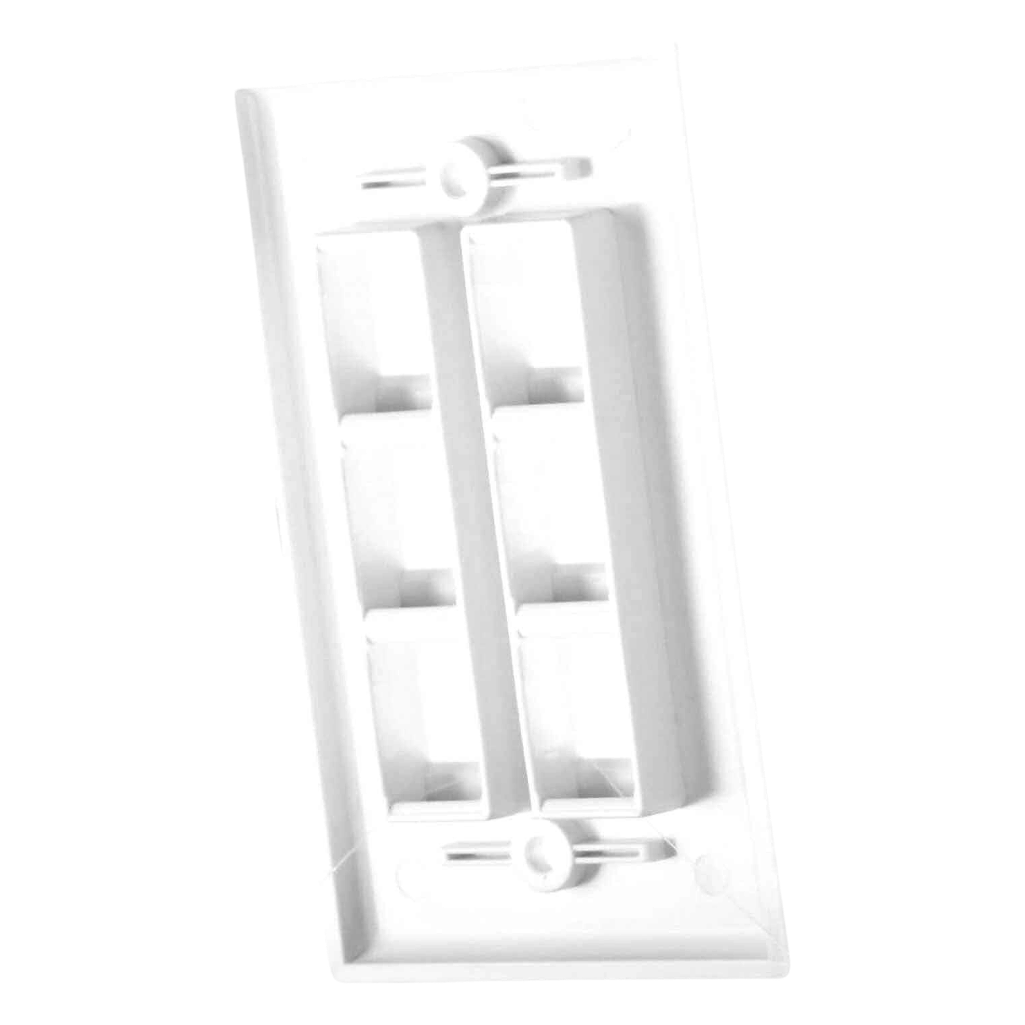 Placa de Pared / 6 Puertos / Keystone / Montaje Vertical / 70 x 115 mm / 2.75' x 4.52' / UL CE ETL