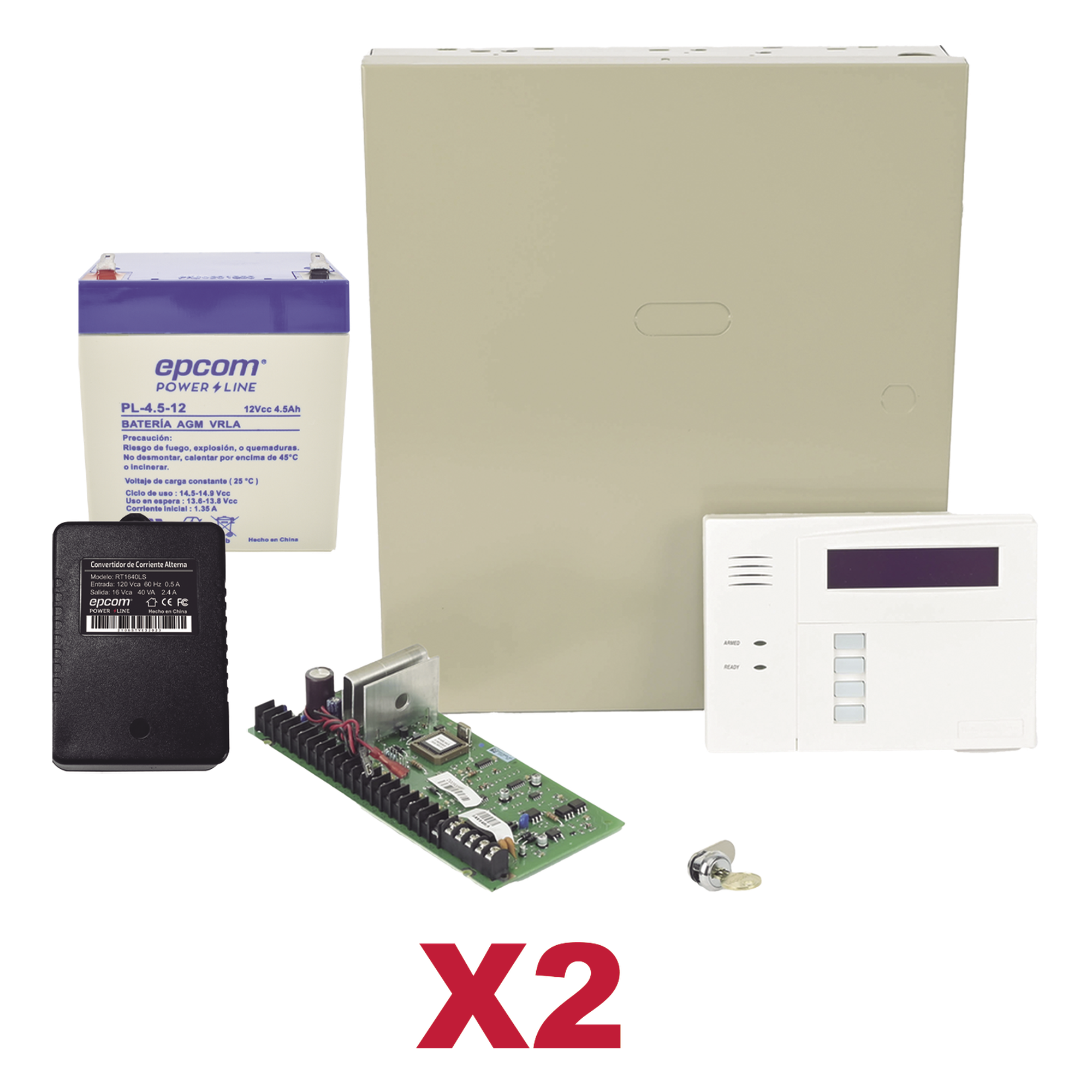 Paquete de 2 paneles de control antirrobo VISTA-48 con teclado-receptor inalámbrico 6160RF, batería y transformador — HONEYWELL HOME RESIDEO · SKU VISTA48DOBLE/6160RF