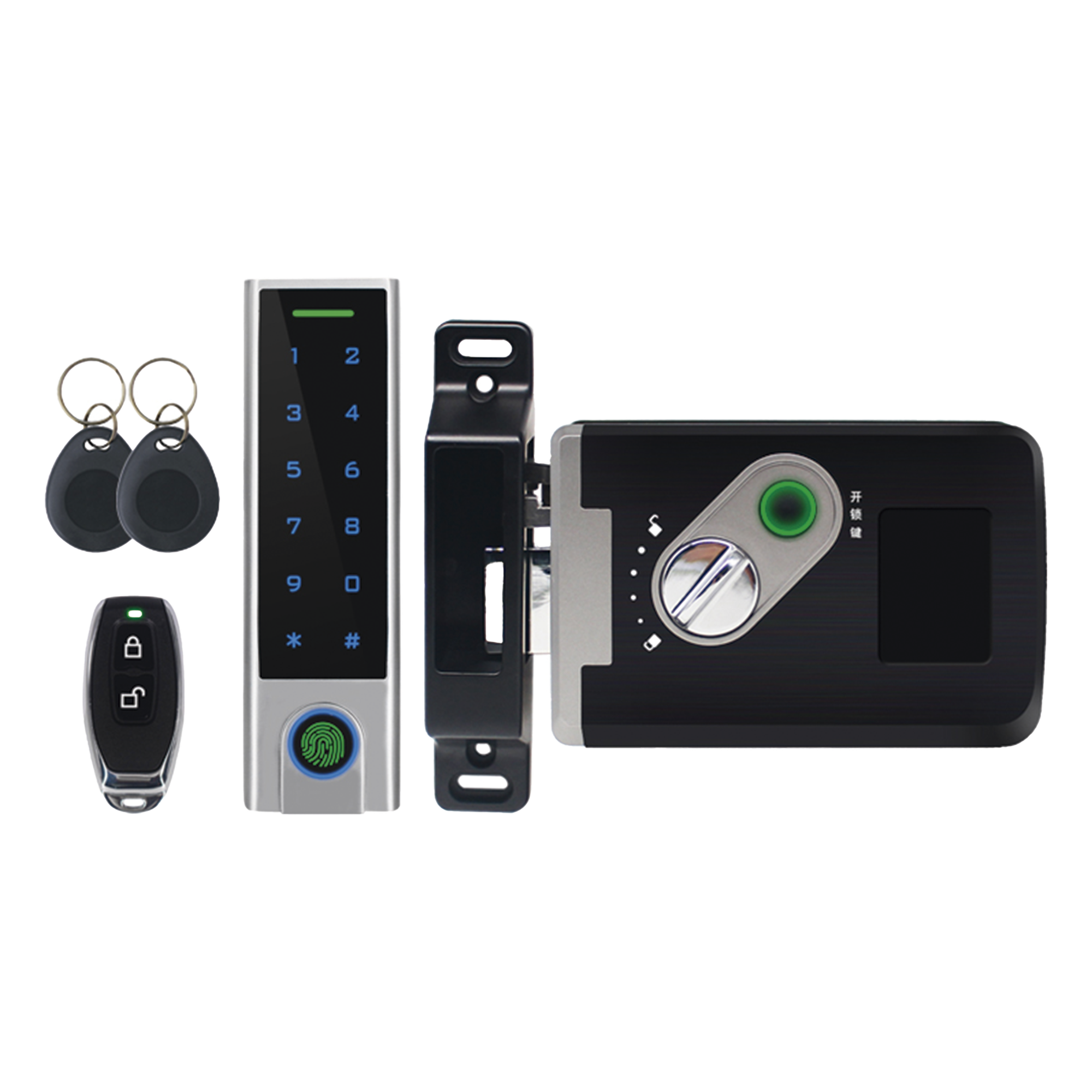 Kit de Cerradura Inteligente / Incluye Teclado y Control Remoto / Soporta Huella, Tarjeta y Contraseña / Teclado Metálico IP65 — ACCESSPRO · SKU ACCESS7-X