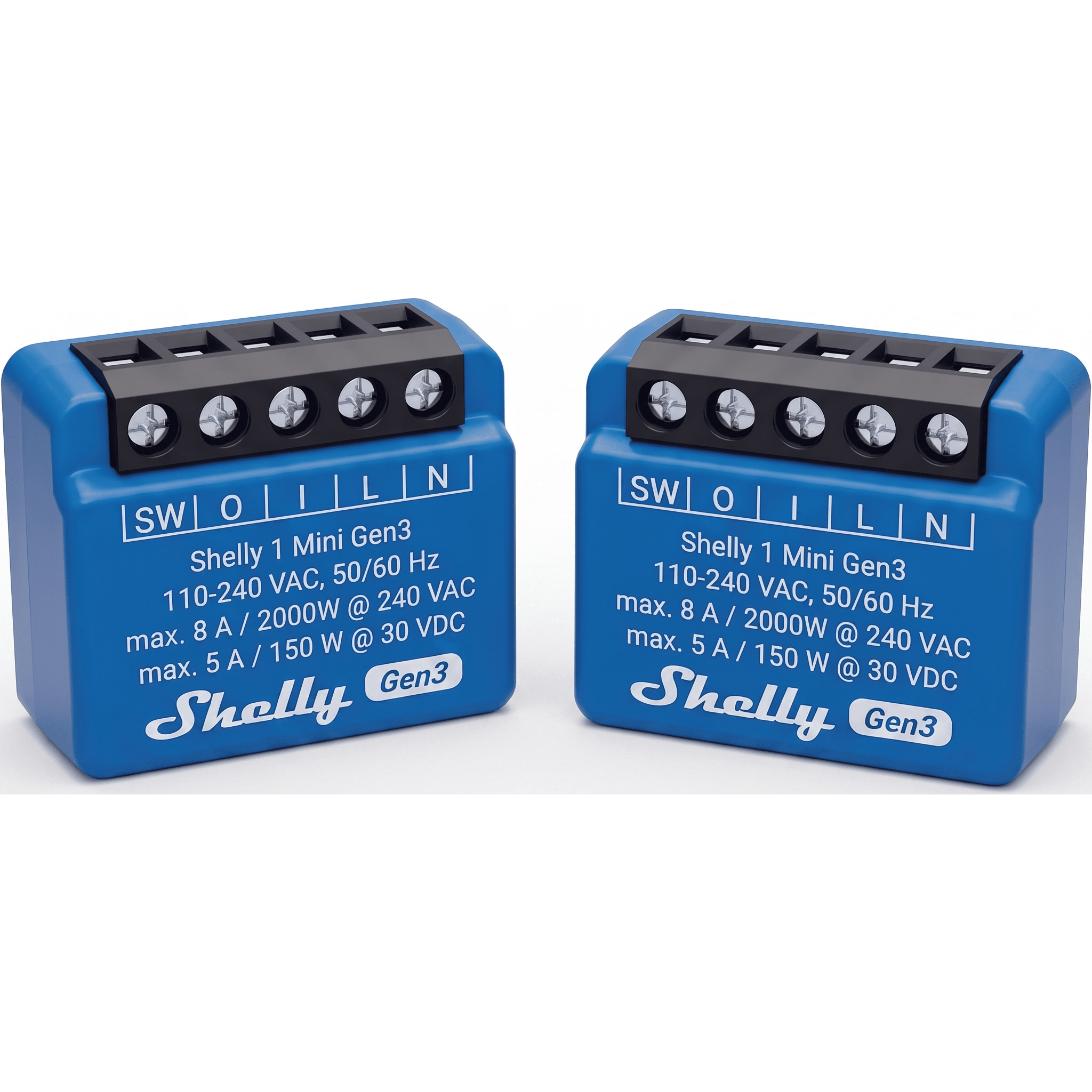 Mini Relevador inalámbrico inteligente, 1 salida de contacto seco, compatible con asistentes de voz Alexa y GoogleHome — SHELLY · SKU SHELLY1MINIGEN3X2