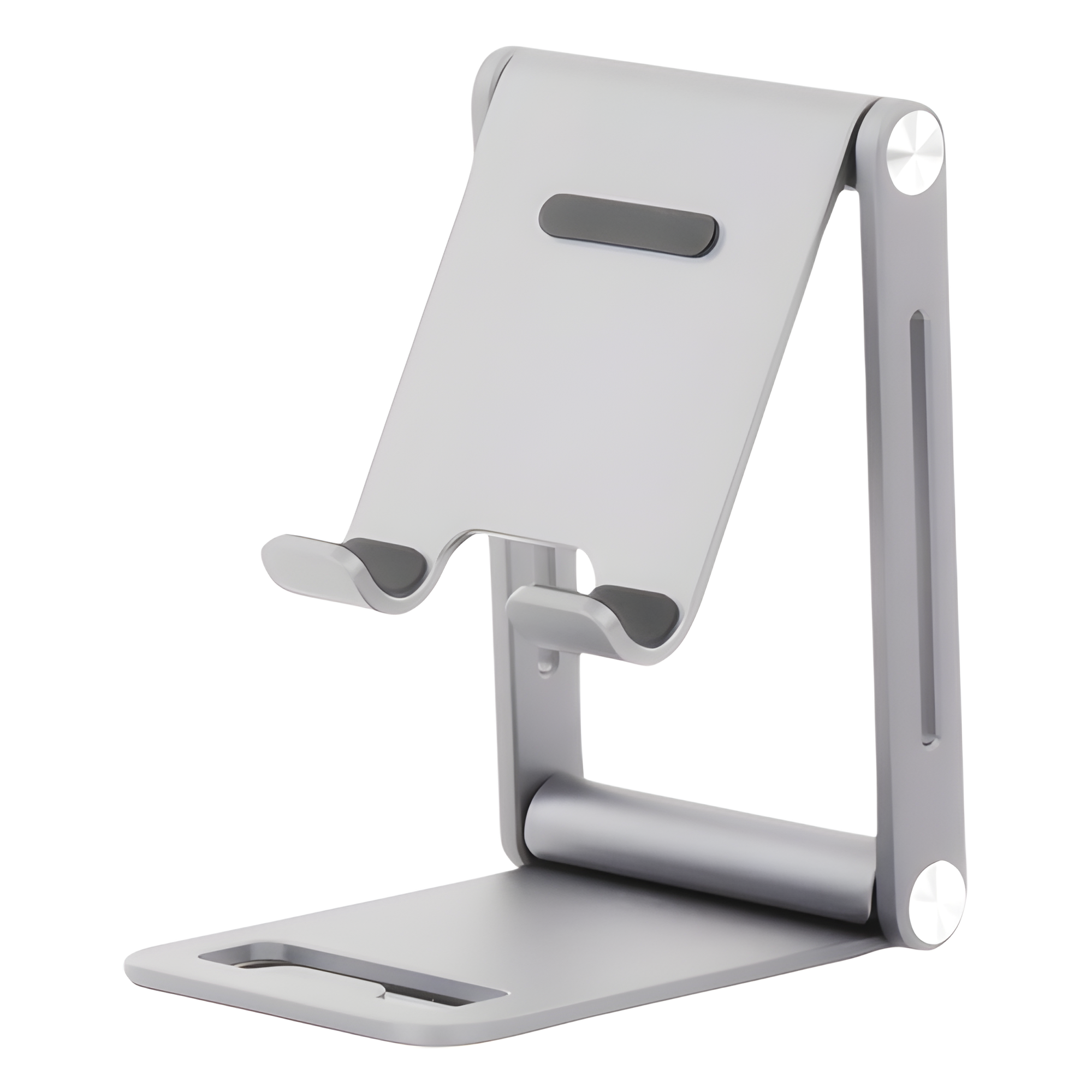 Soporte para Teléfono Celular de Aluminio | Angulo Ajustable | Amplia Compatibilidad con dispositivos de 4.7'' a 7.9'' | Antideslizante | Antiarañazos | Plegable | Color Gris.