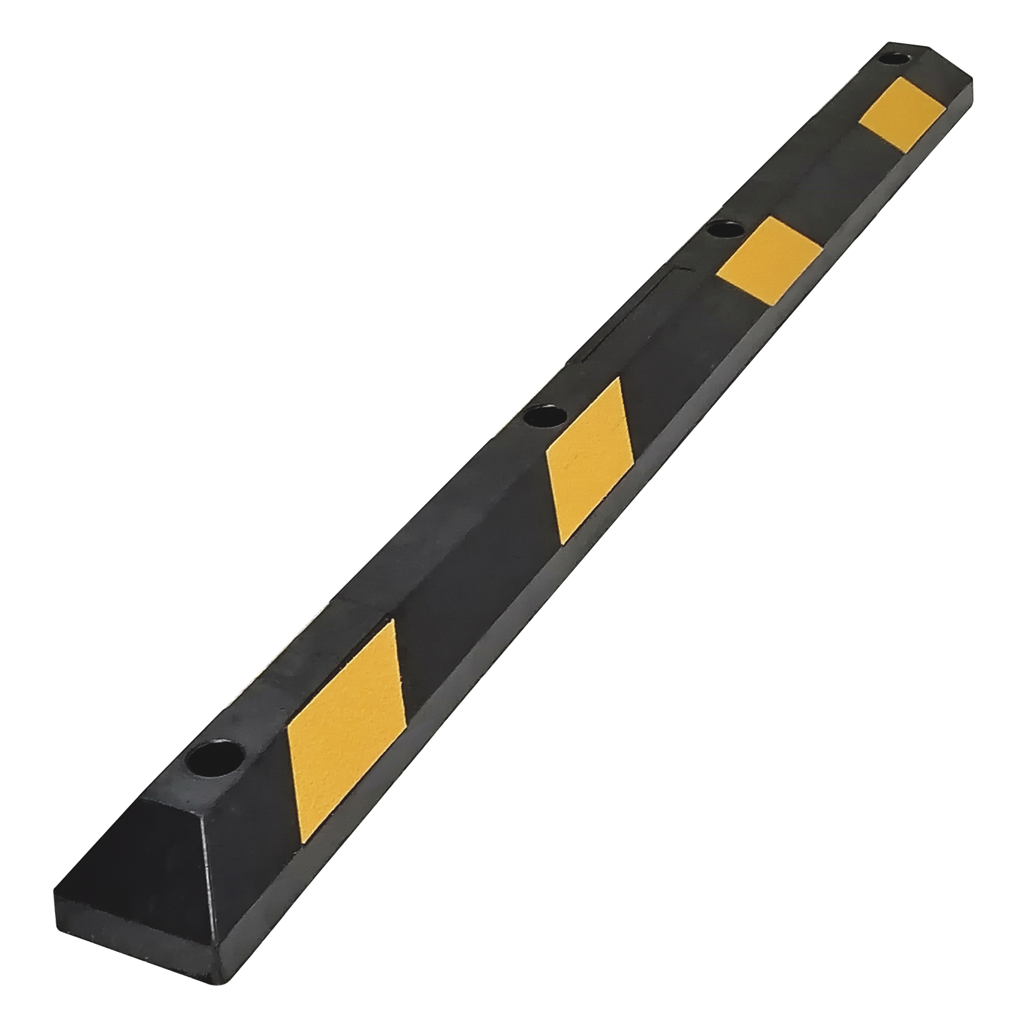 Tope Vehicular / 183 cm (6 pies) / Caucho Rígido A85 / 5 Toneladas / 8 Franjas Reflejantes / Negro-Amarillo — ACCESSPRO · SKU AC-183TV