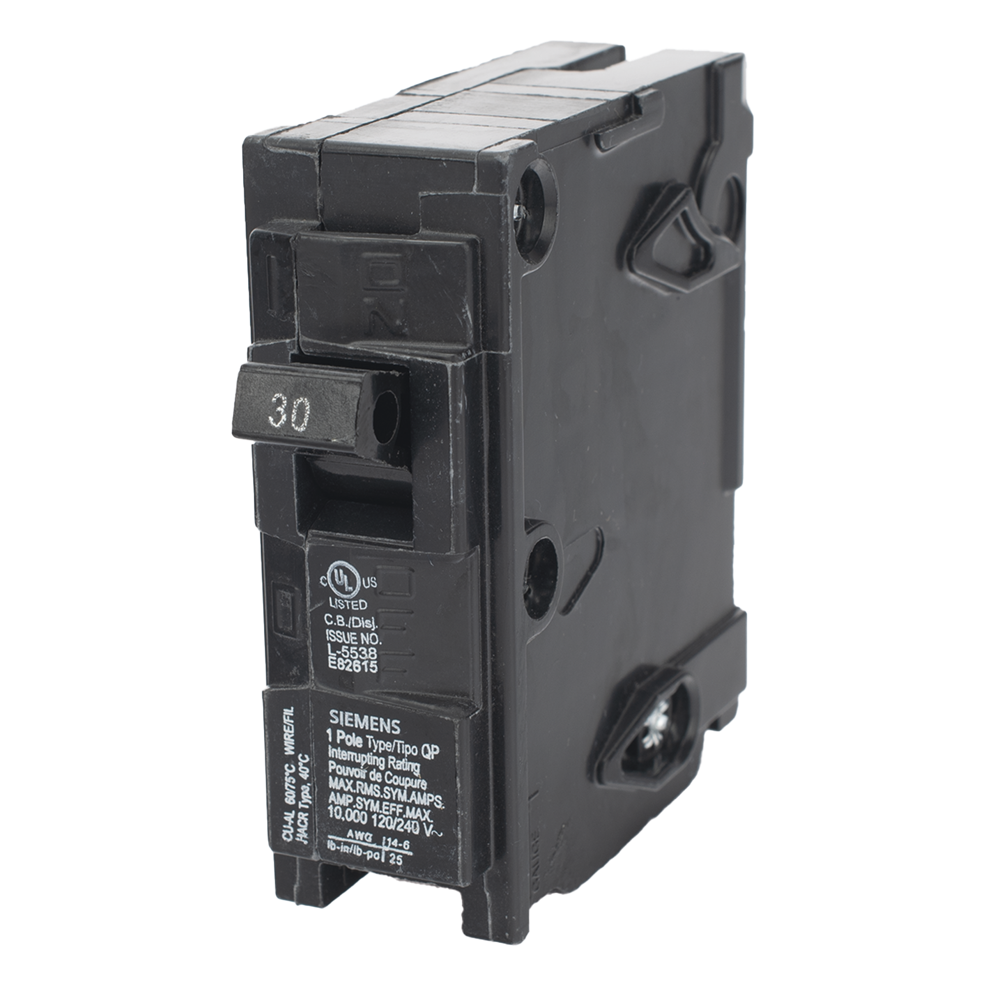 Interruptor automático enchufable tipo QP 1 polos, 30 amp — SIEMENS · SKU Q130