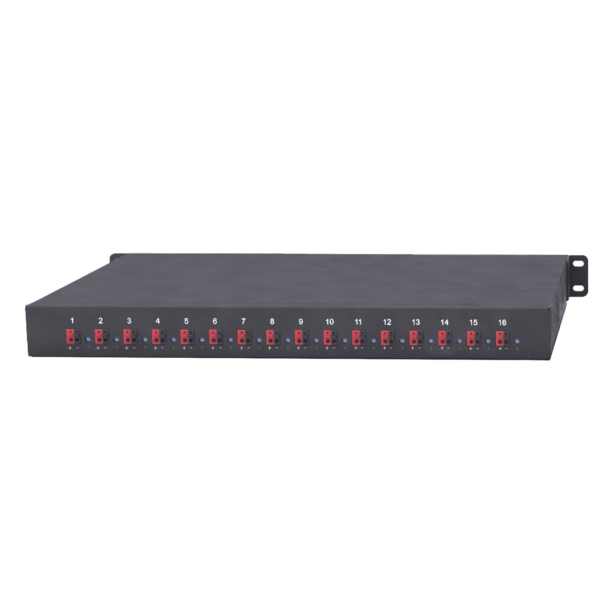 Fuente 12 Vcc / Industrial / tipo RACK / 20 Amperes / 16 salidas / 1.25 Amperes por salida administrada / 2.5 Amperes por salida máxima