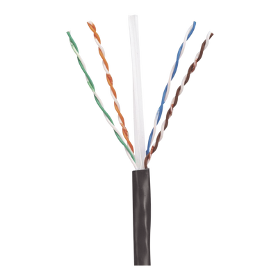 Bobina de Cable UTP de 4 Pares, PanNet, Para Exterior con Gel, Cat6 (23 AWG), Industrial para Climas Extremos, Color Negro, 305 Metros (1000 Pies)