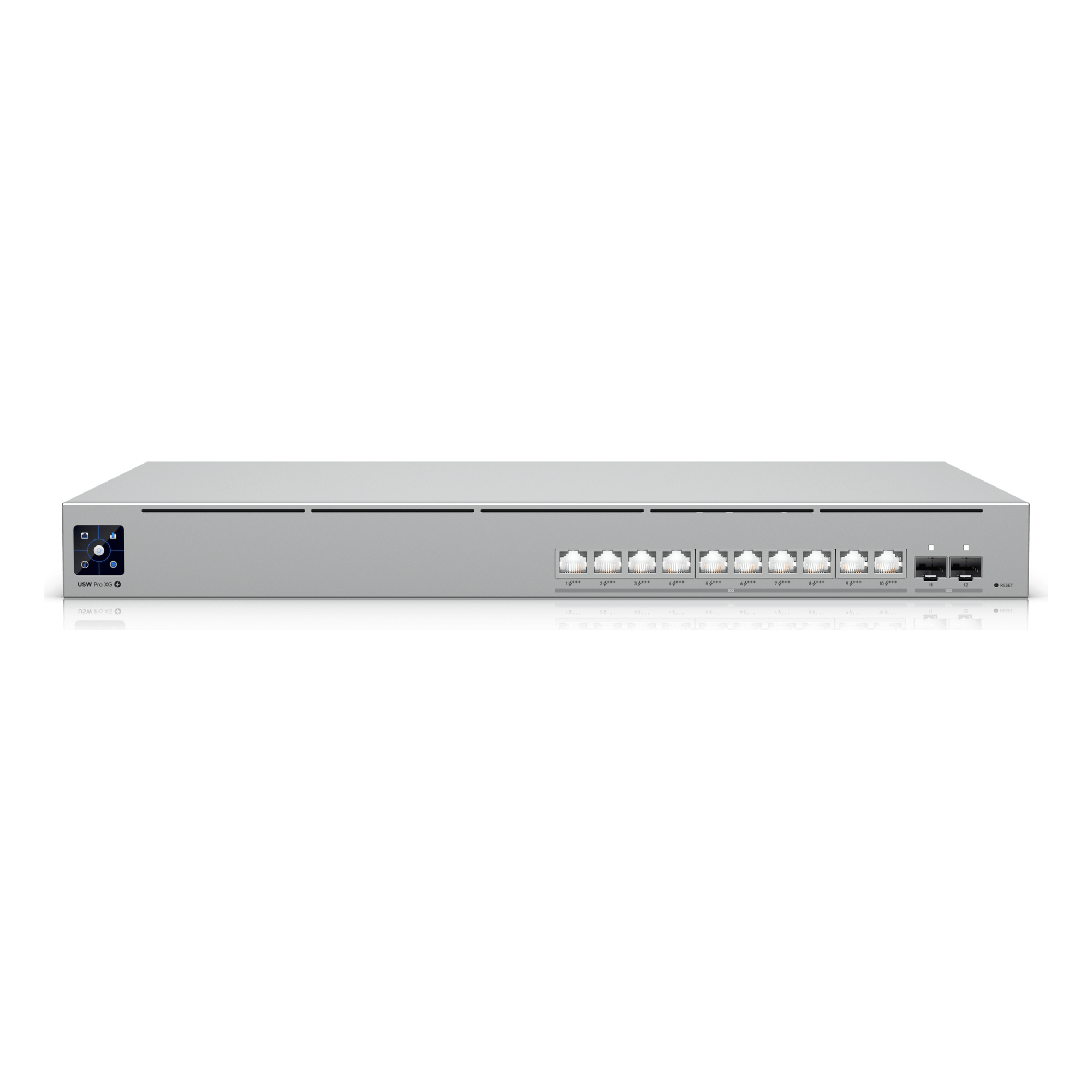 USW Pro XG 10 PoE Switch PoE+++ Capa 3 Etherlighting™ de 10 Puertos 10GbE (Todos PoE+++) y 2 Puertos SFP+ con Disponibilidad PoE de 400W — UBIQUITI · SKU USW-PRO-XG-10-POE
