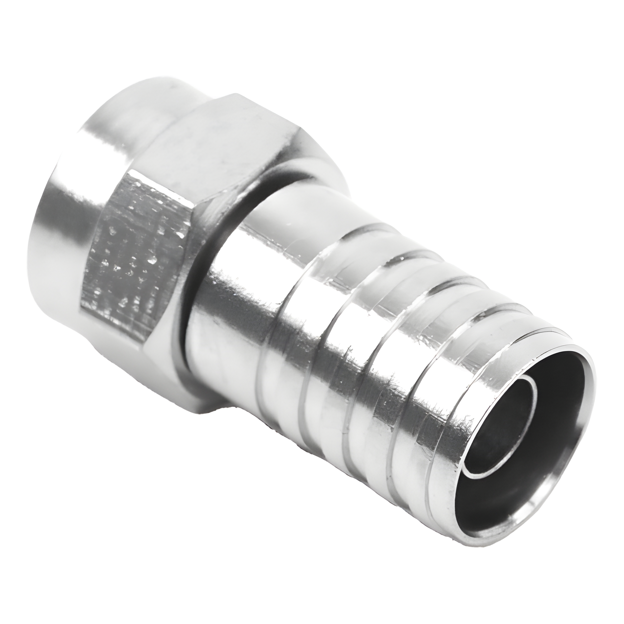 Conector F Macho, Plegable de Doble Blindaje para cable RG-59, Cuerpo de Bronce Niquelado. — EPCOM TITANIUM · SKU TT-CON-535