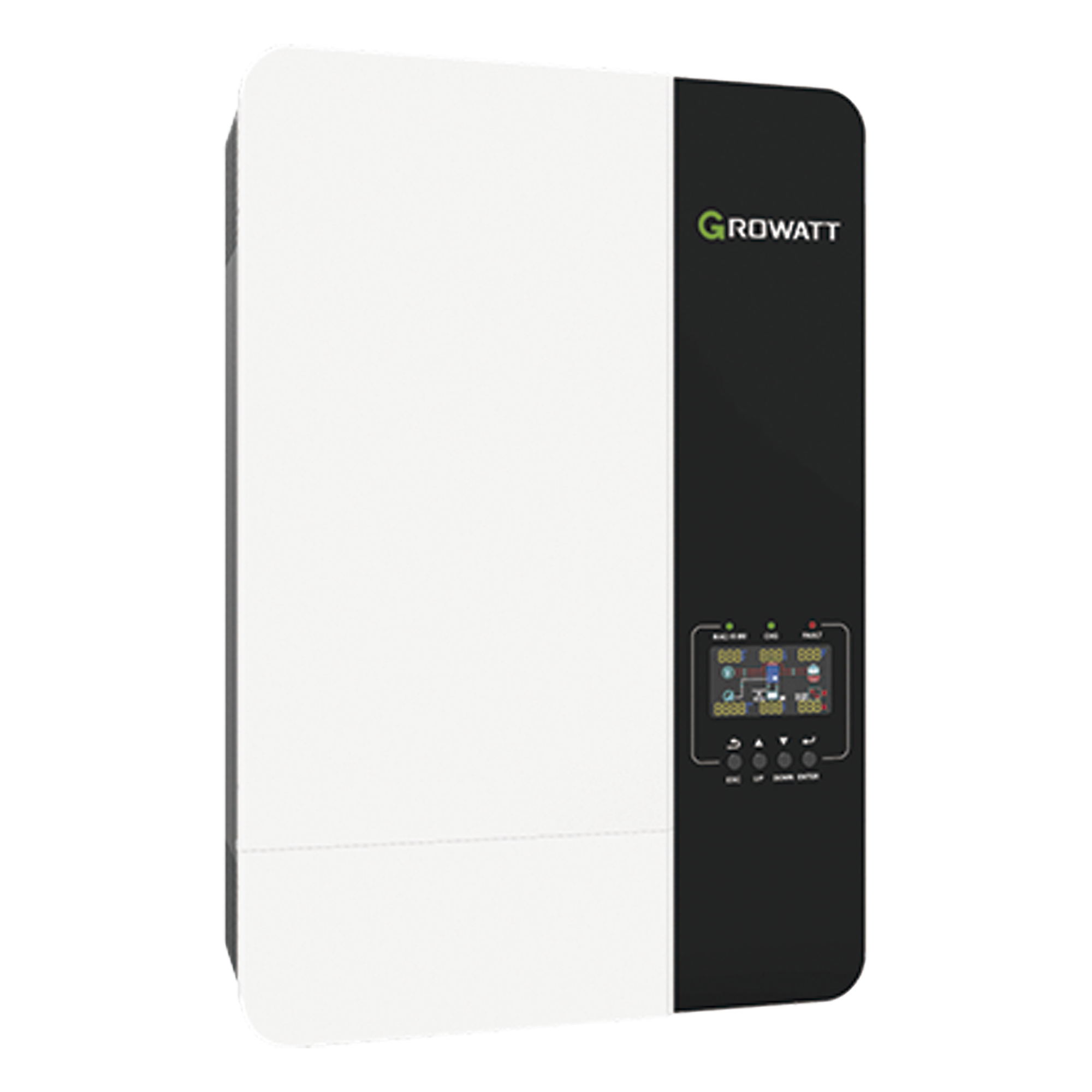 Inversor Cargador 3kW Compatible con Baterías de Litio, Monitoreo Remoto y Sincronización para Mayor Potencia, Operación 48Vcc — GROWATT · SKU SPF3000TLLVMES